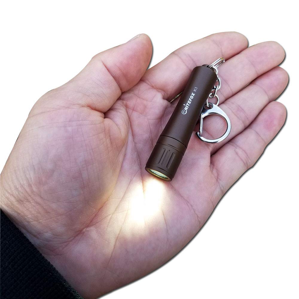 Nitefox K1 Keychain Flashlight, 150 Lumens, Waterproof, Aluminum, Coffee Brown