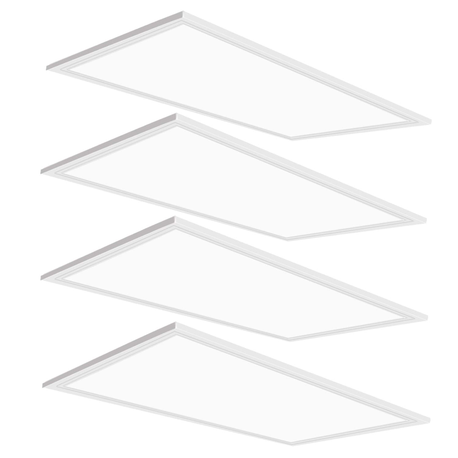 WYZM 2X4 LED Flat Panel Light, Dimmable, 7800 Lumens, 5000K, Aluminum, 4 Pack, White