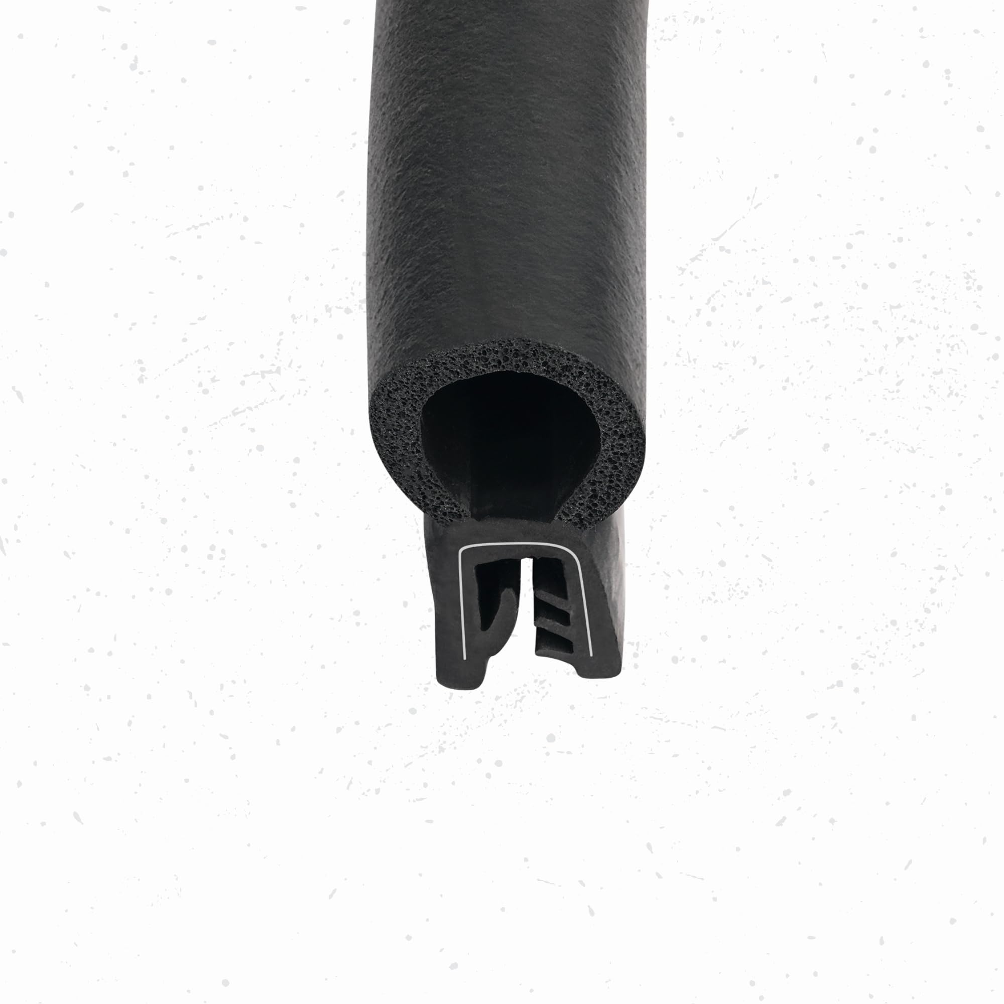 Seal Rubber Vertical Bulb Trim Seal - 0.55" Bulb Diameter, 0.039"-0.14" Flange Size, Black, 13 Feet, Metal, Model CEC