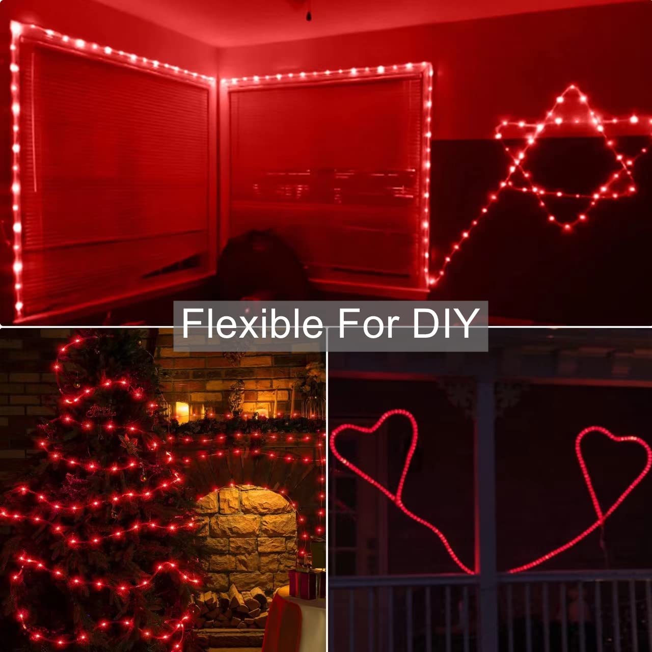 Yeguo 2 Packs Each 33Ft 100 Led Solar Rope Lights Outdoor Waterproof, Red String Lights For Outside, 8 Modes Fairy Lights In Cle