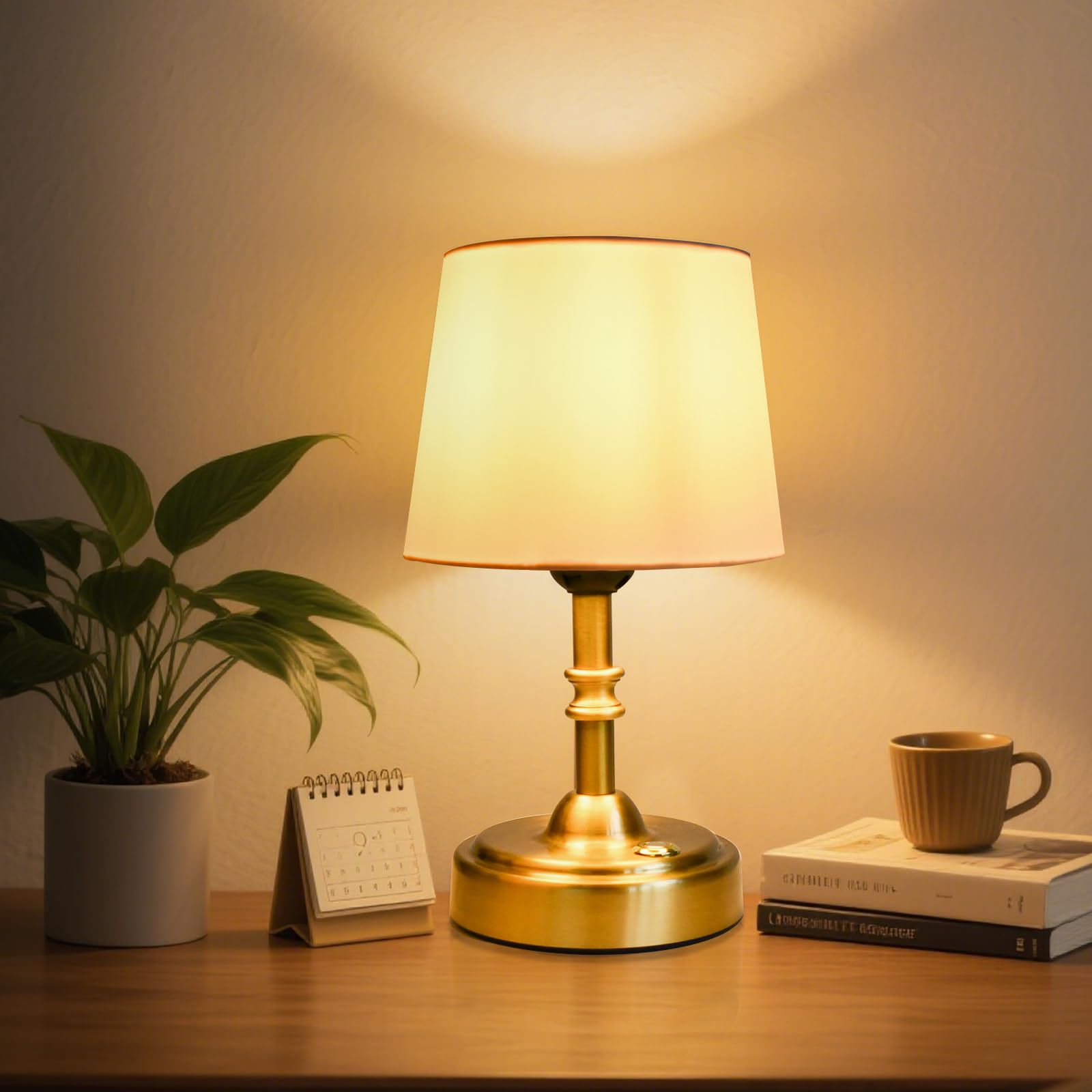 Small Cordless Lamp, 4000mAh Rechargeable Battery Operated Lamp, 3-Level Brightness Small Lamps for Bathroom Shower Bedside Livi