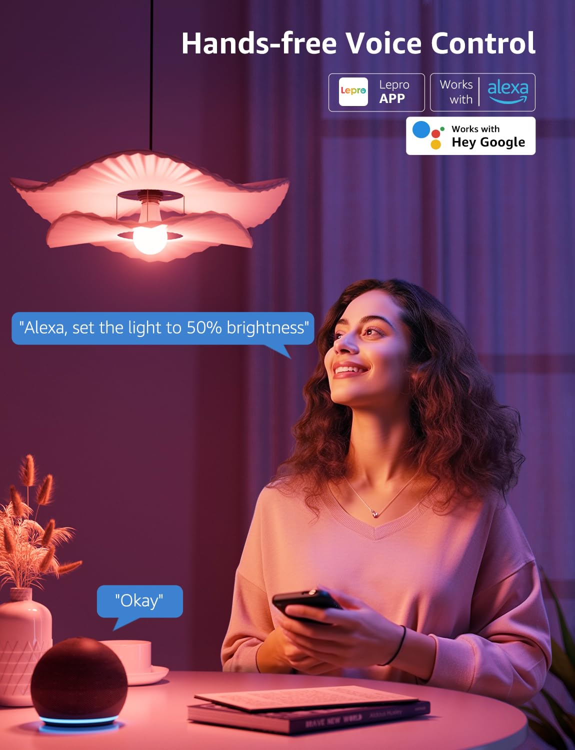 Lepro B2 Smart Light Bulbs - 1100LM WiFi & Bluetooth RGBWW, Multi-colored, 4 Pack, Works with Alexa & Google Assistant