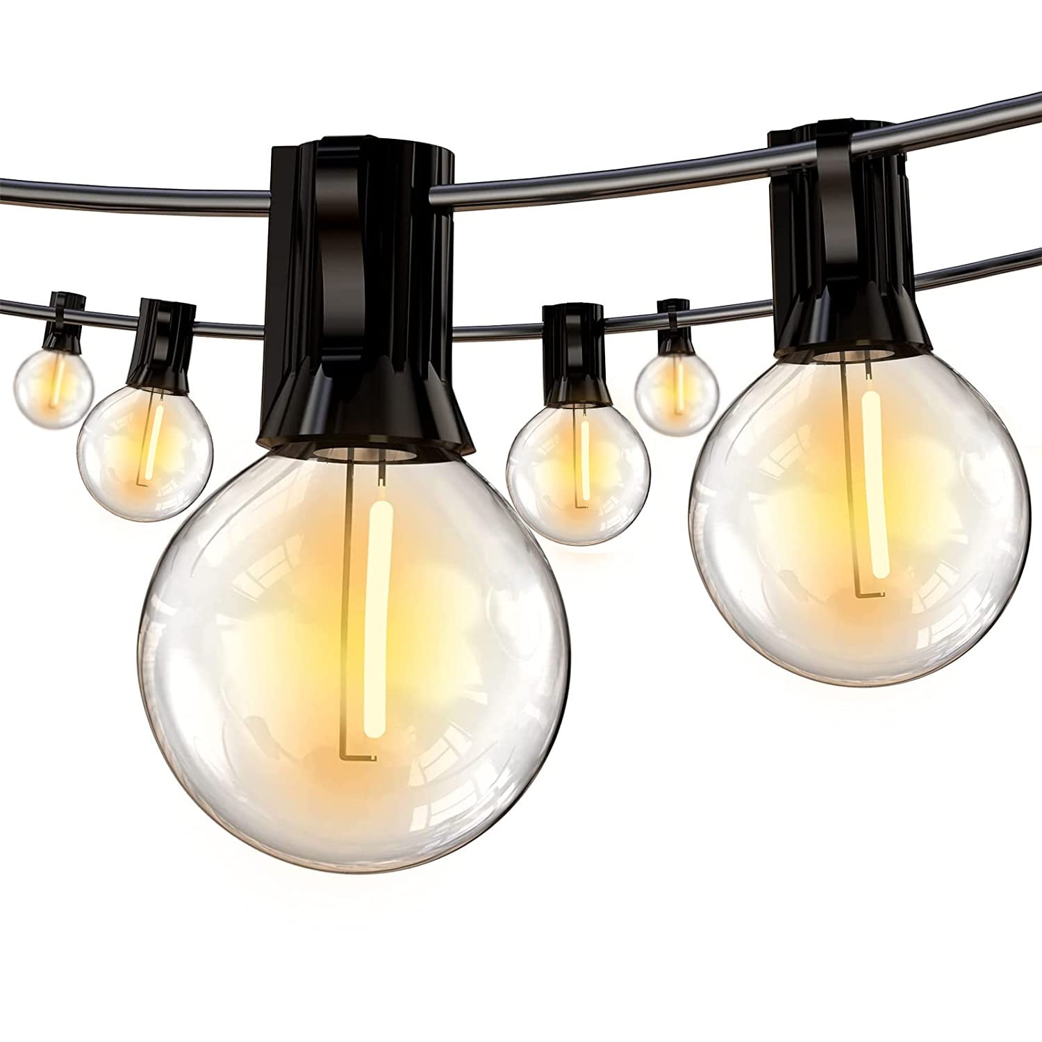 Histar 30Ft Led String Lights - Waterproof Black Globe Lights With 27 G40 Shatterproof Bulbs