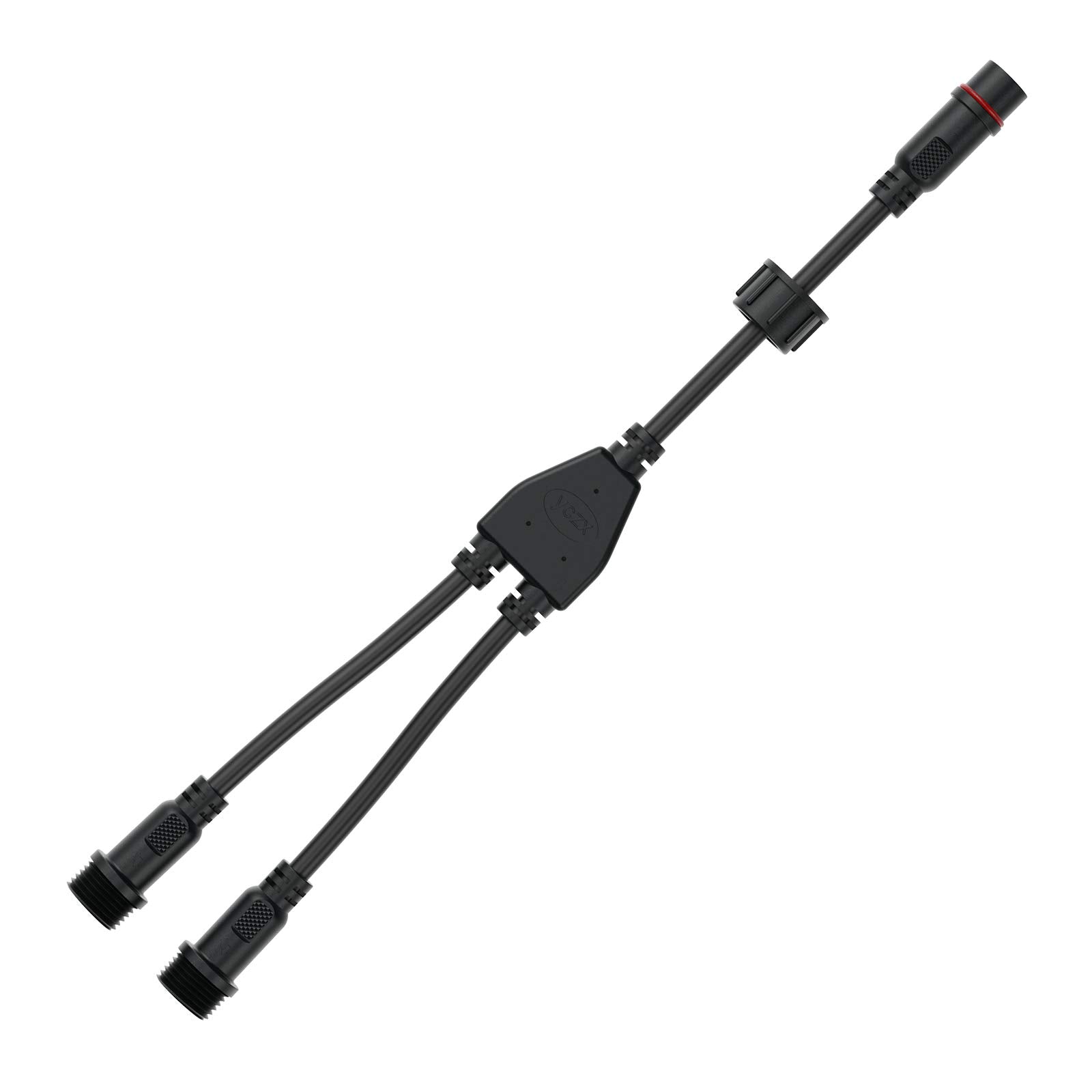 BTF-LIGHTING 5 Core 5Pin Big Size IP65 Y Shape 1 Male Divided 2 Female Splitter Connector Black Plastics 0.32mm/22AWG 22mm Nut 1