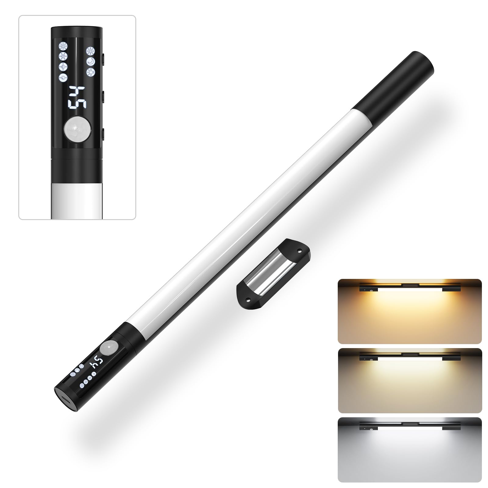 MALIIGAZA Motion Sensor Lights, Upgraded 2000mAh LED Under Cabinet Lights with Digital Display, 15-inch Wireless Closet Lights I