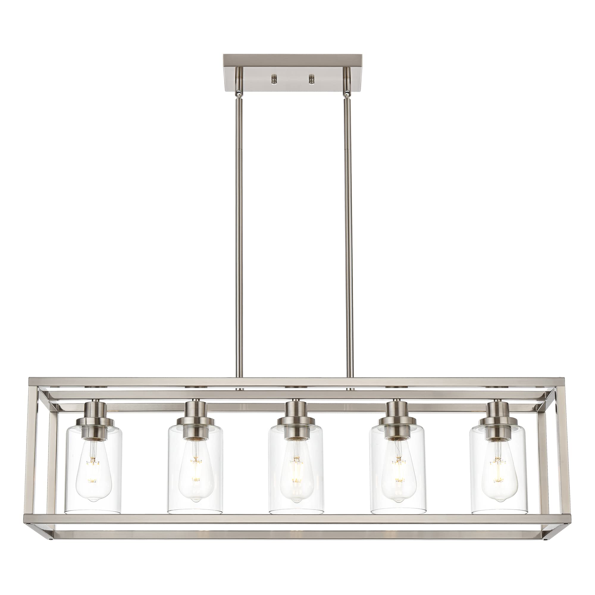 MELUCEE 5-Light Pendant Lighting Fixture, Brushed Nickel, Metal, 36.2 inches, Modern Chandelier for Dining Room, Kitchen, Living Room