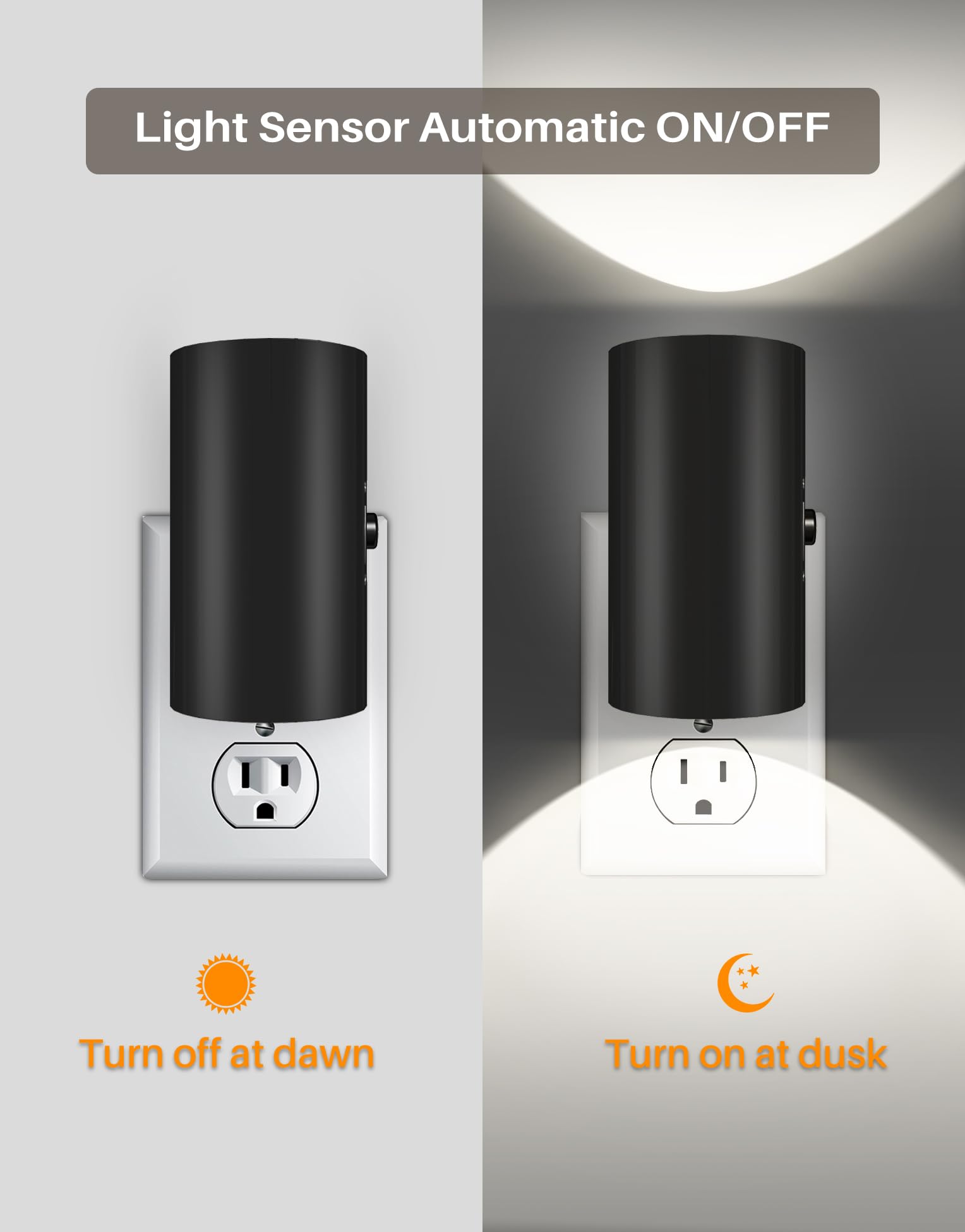 Night Lights Plug Into Wall, Led Plug In Night Light With Light Sensor, 0-100Lm Adjustable Brightness Wall Light, 5000K Daylight