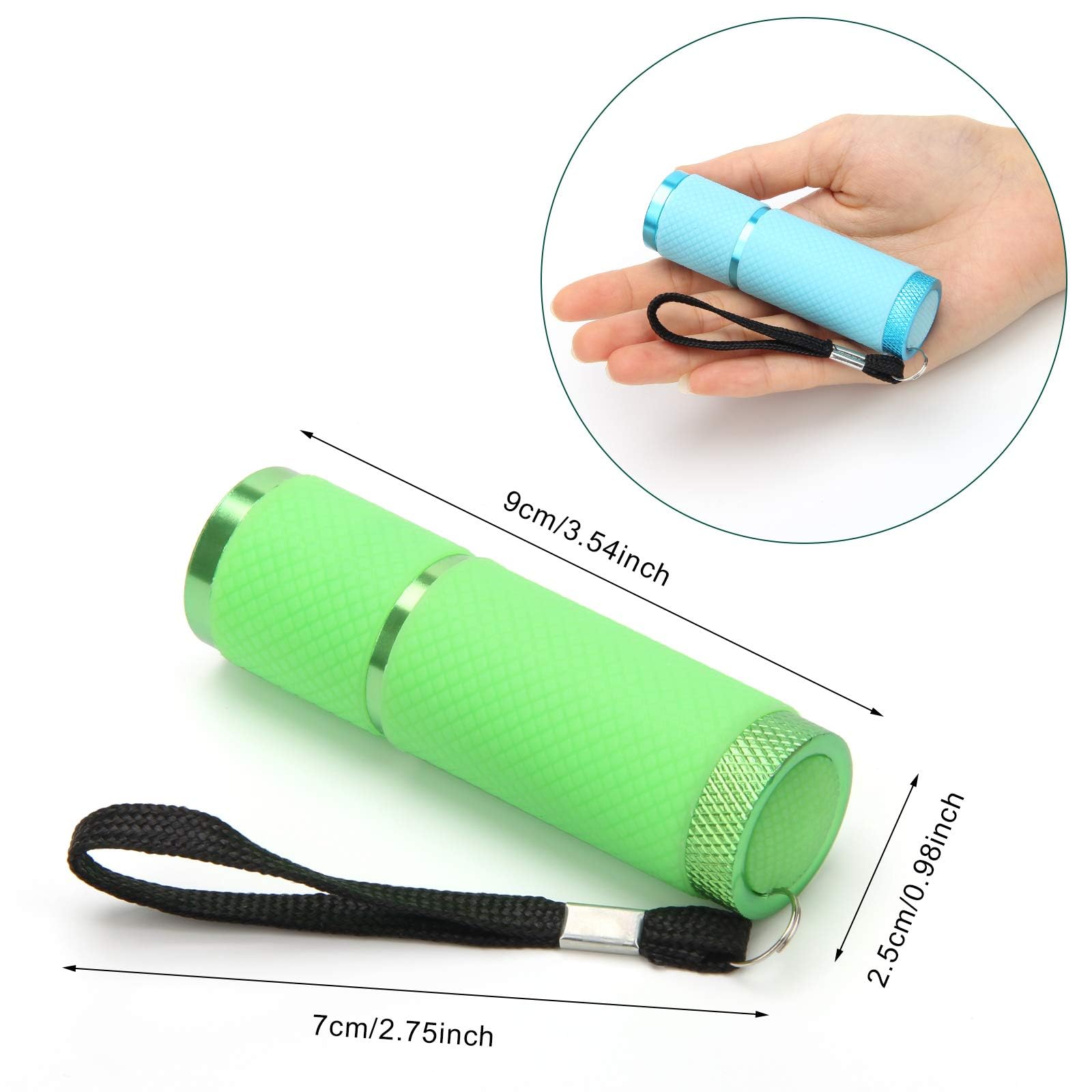 Ahier 9 Led Glow In Dark Flashlights, 4 Pack Rubber Coated Small Flashlights With Straps, Portable Handy Lights For Camping, Hik