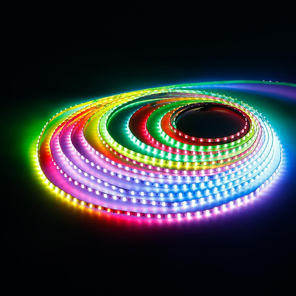 Xnbada 16.4FT WS2812B WS2812 2.7mm Ultra Narrow LED Strip,DC5V 160LEDs/m Individually Addressable Dream Color Flexible Smart Lig
