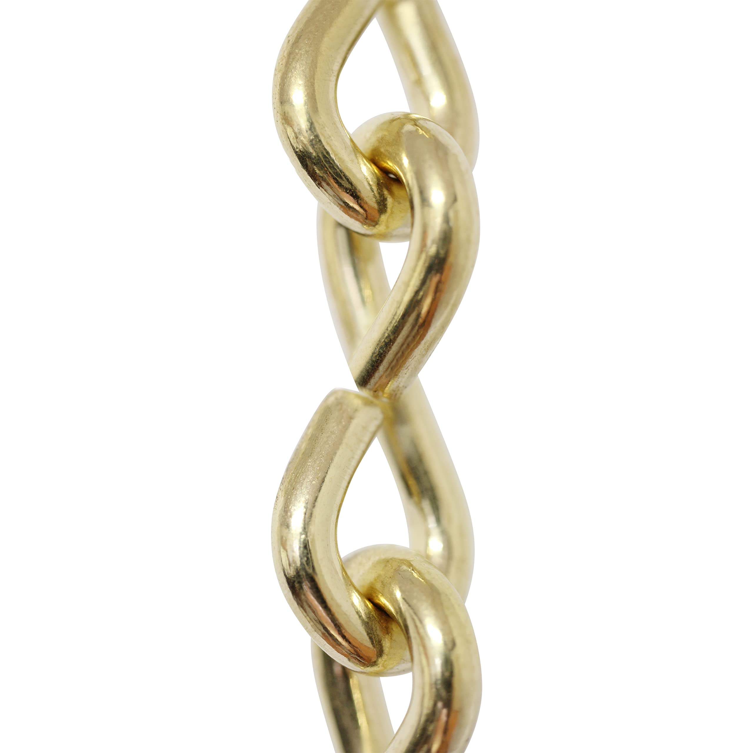 RCH Hardware CH-S50-06-PB-3 | 5 Gauge Decorative Solid Steel Single Jack Fixture Chain | 3 Foot Increments | Polished Brass Fini
