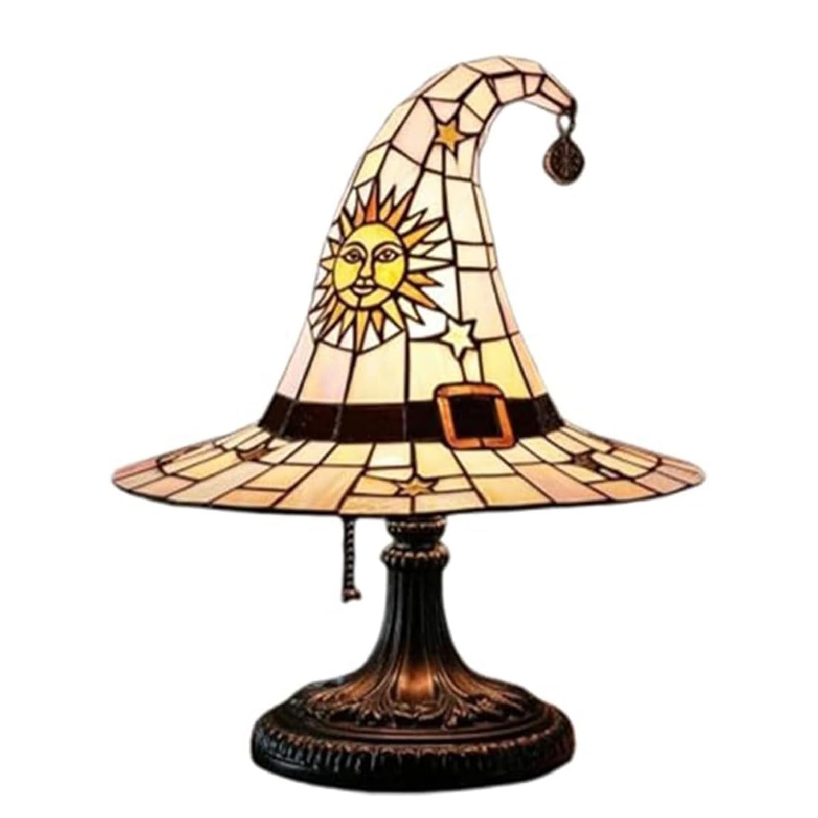 Lyzoten Witch Hat Lamps - Handcrafted Stained Glass Gothic Wizard Hat Lights For Decor, Mystical Bedroom Ambiance & Wiccan Gifts