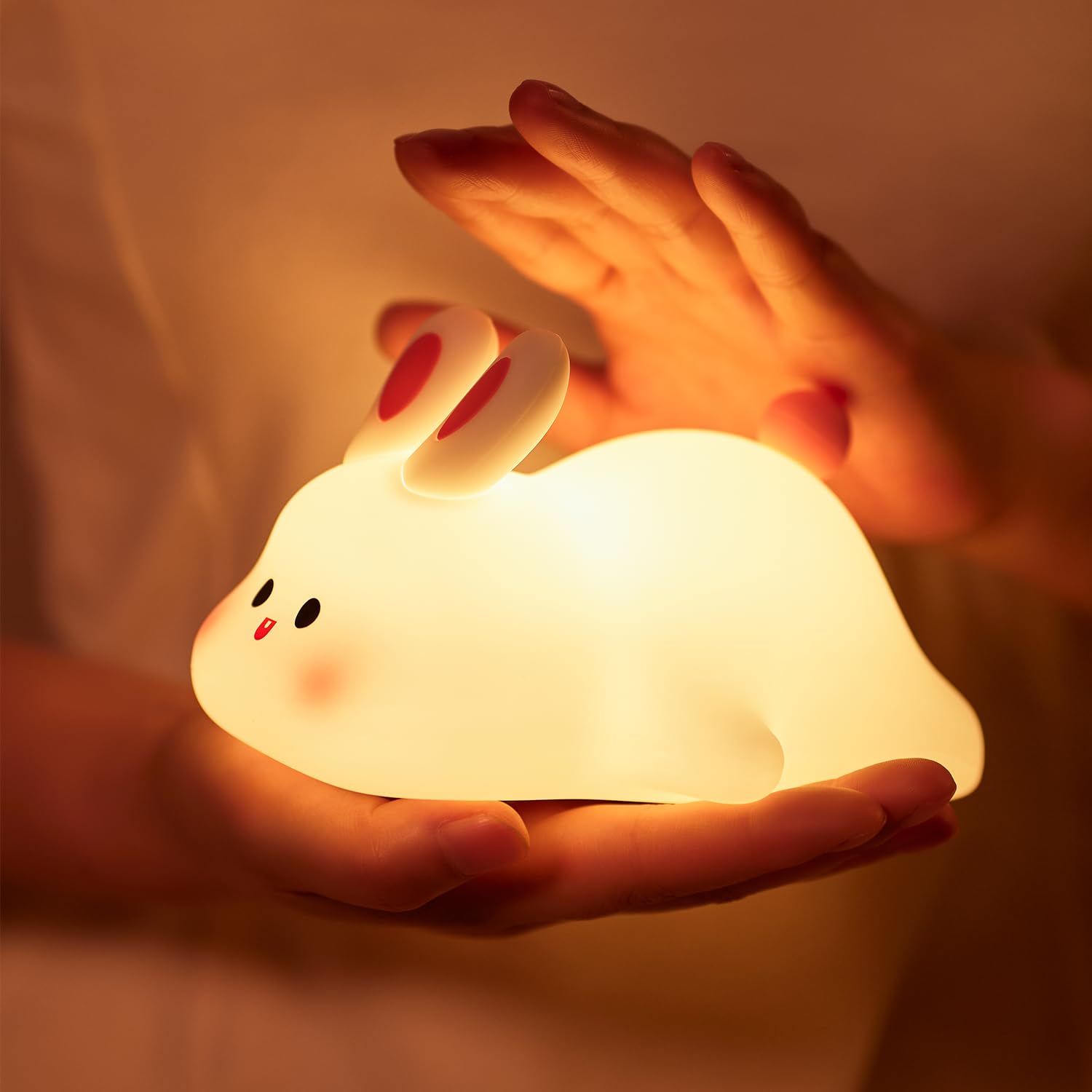 Ecocubbies Night Light For Kids, Bunny Lamp Decor, Kids Nightlight With 30-Min Timer, Cute Lamp Silicone Squishy, Toddler Baby K