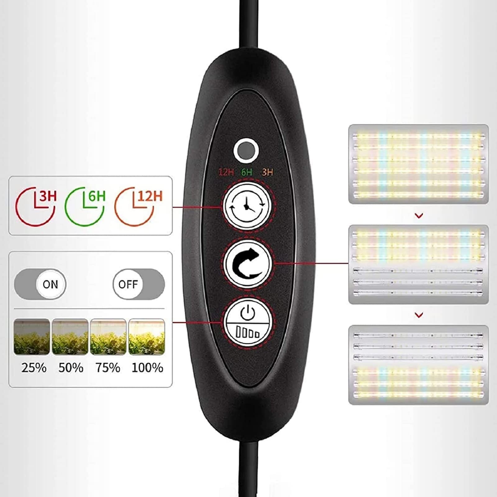 Plant Grow Light 6 Packs T5&Full Spectrum 3500K 6500K&Red Led With Auto Cycle Timer 3/6/12Hours Dual Channel 4 Brightness Level