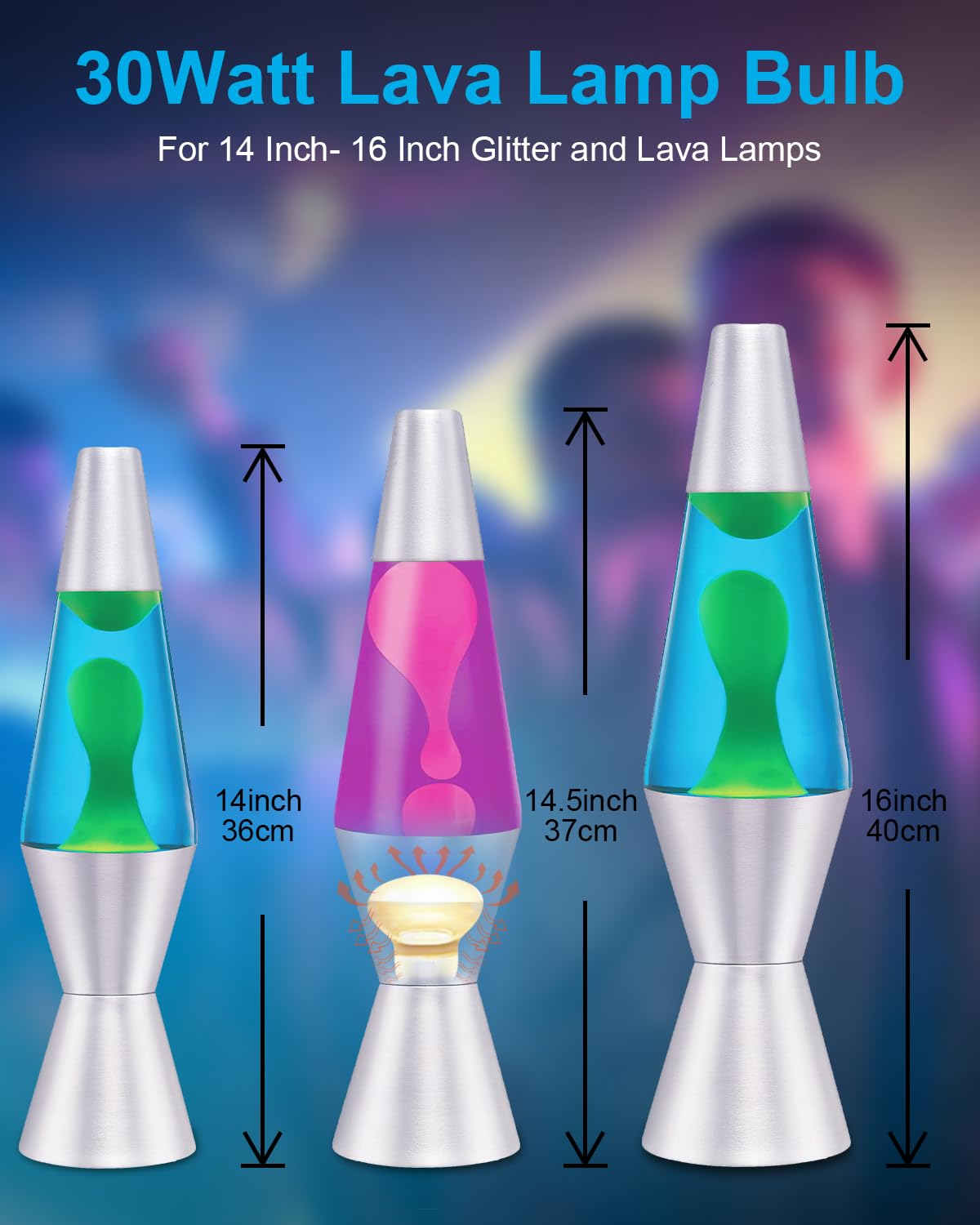 SerBion 6-Pack 30W R39 E17 Lava Lamp Bulb - Clear Glass Reflector, Dimmable Soft Warm White Glow, High Temp Resistance