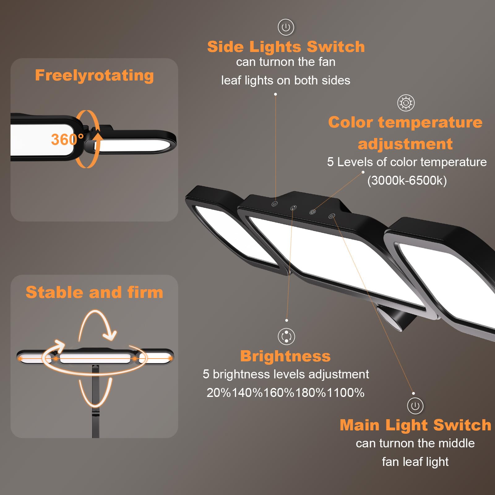 NUERPO LED Desk Lamp - Adjustable Swing Arm, Dimmable, Eye Care, Black, Aluminum, Modern Design, Ideal for Home Office