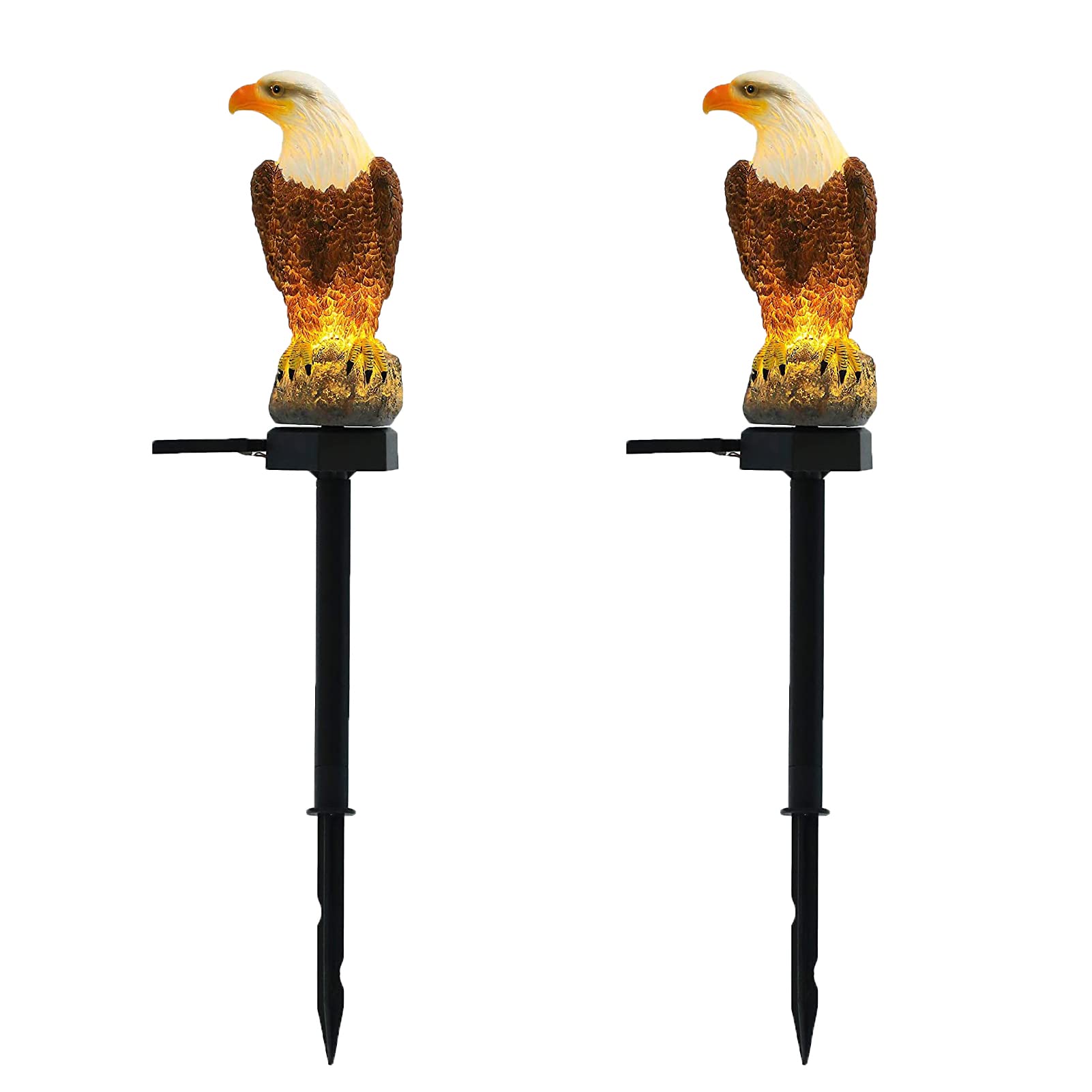 Chuangfeng Eagle Solar Stake Light - Decorative Metal Garden Figurine, 2-Pack, Eagle Design For Lawn, Patio, Yard Decor
