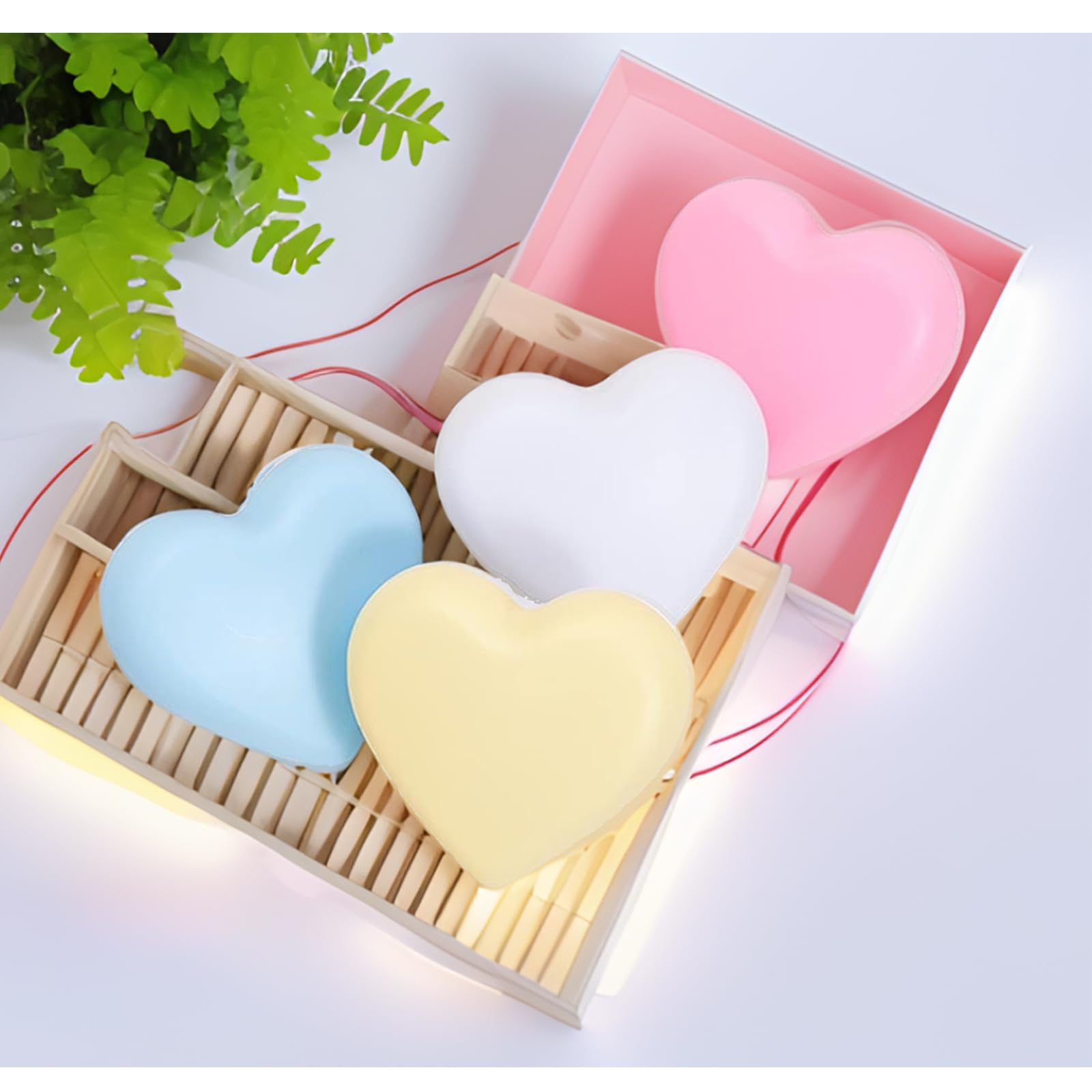 4 PCS Cute Night Lights, Heart Shape Nursery Nightlight with Light Sensors, Auto Dusk to Dawn Sensor, Soft Warm White, Ideal Nig
