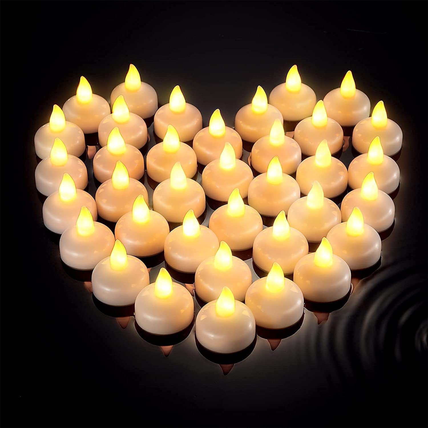 SIXFIRE 12 Pcs Candle Water Sensor Floating Tealight Water Sensor Battery Operated Waterproof LED Flame Less Flickering Lights C