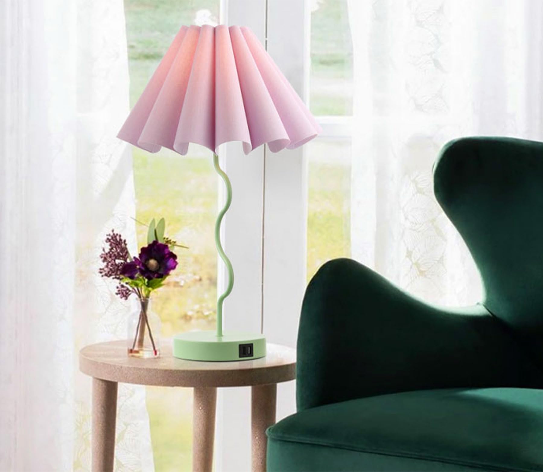 Eoeyyoyb Table Lamps For Bedroom Modern Single Table Lamp For Night Stands Beside Lamps Living Room End Table Lamp (Green)