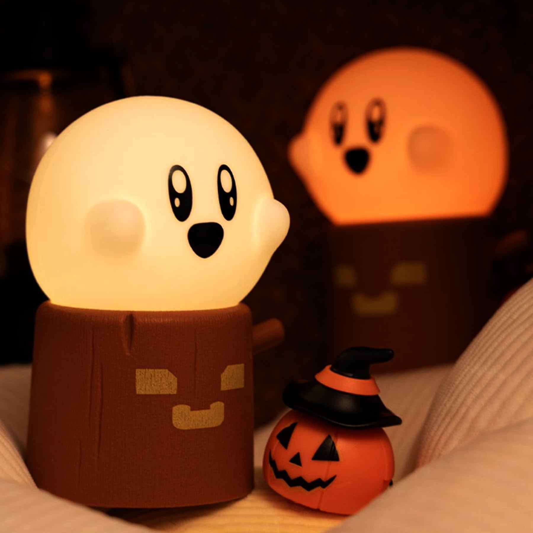 BANDIANCY Ghost Stumps Lamp, Cute Ghost LED Night Light, Halloween Party Decorations Indoor, Halloween Centerpieces Decorations 
