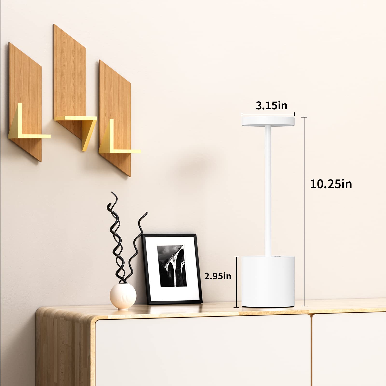 SAKRINGT Rechargeable Table Lamp, LED Cordless, 5000mAh Battery, 3 Color Dimming, 2 Pack, White