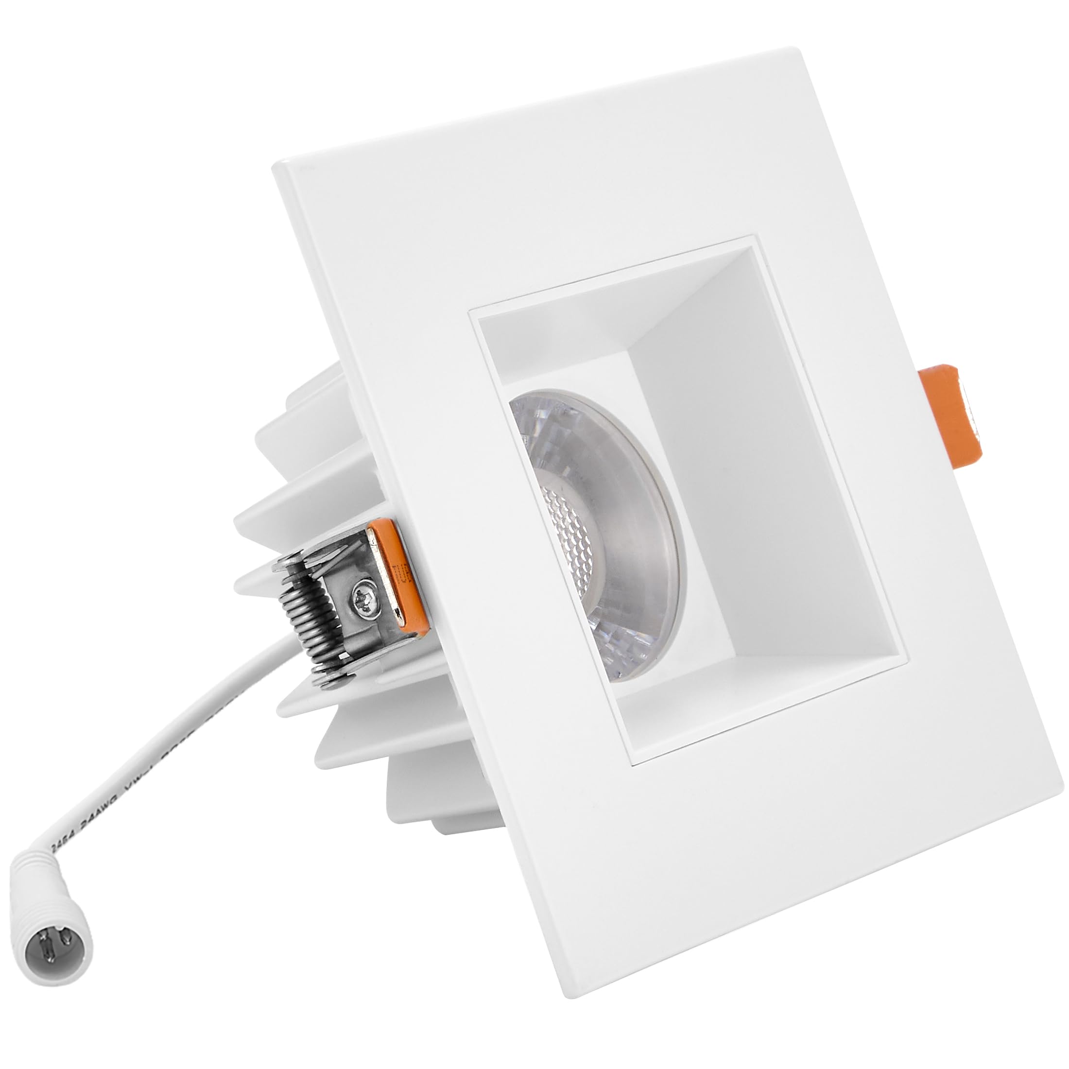 Maxxima 4 In. Ultra-Thin Recessed Anti-Glare Led Downlight Canless Ic Rated 1200 Lumens 5 Color Temperature Selectable 2700K/3000K/3500K/4000K/5000K, Dimmable Square White Trim, 90 Cri, J-Box Included