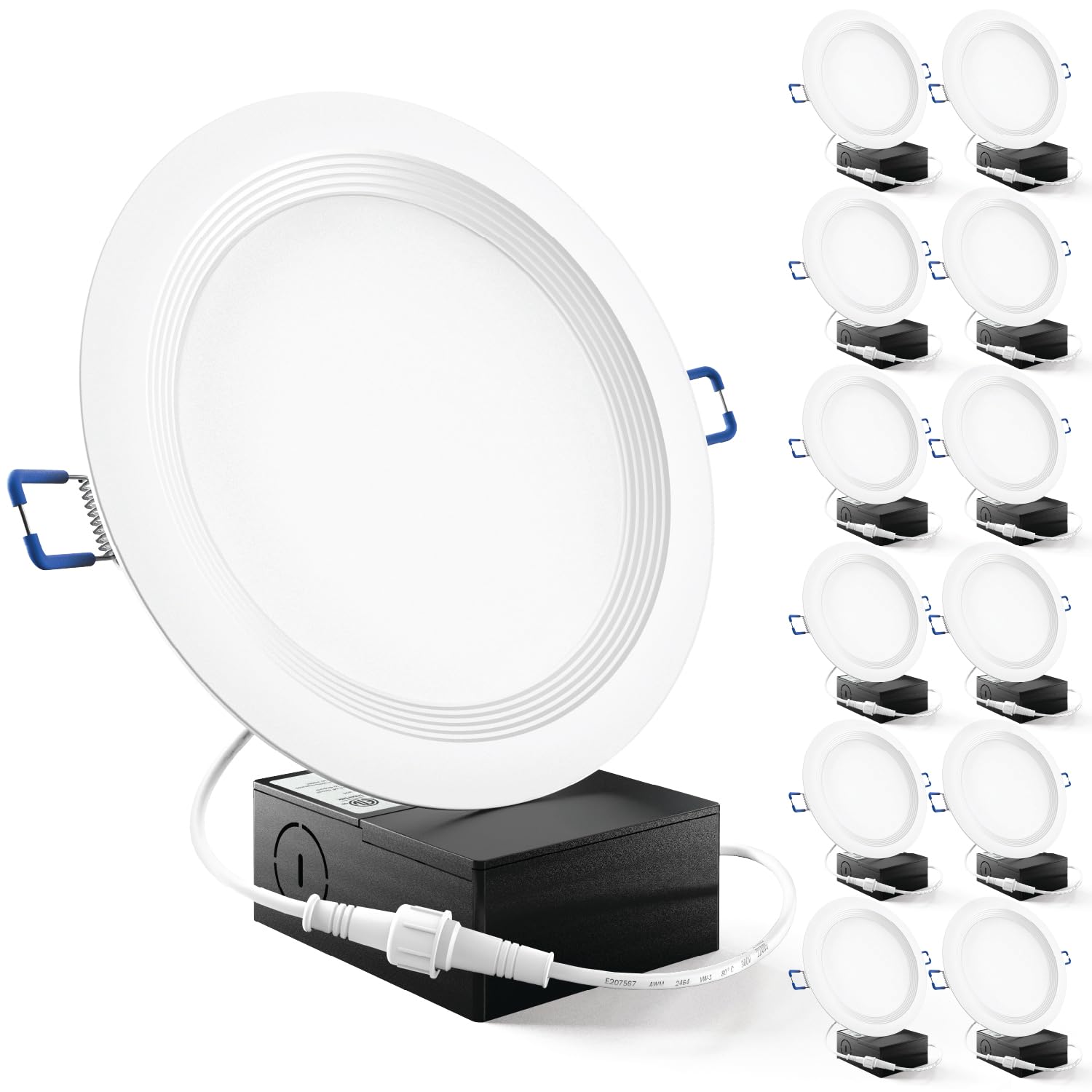 Sunco 12 Pack 6 Inch Ultra Thin Led Recessed Ceiling Lights Slim, 5000K Daylight, Dimmable 14W, Baffle Trim Damp Rated, Canless Wafer Thin With Junction Box