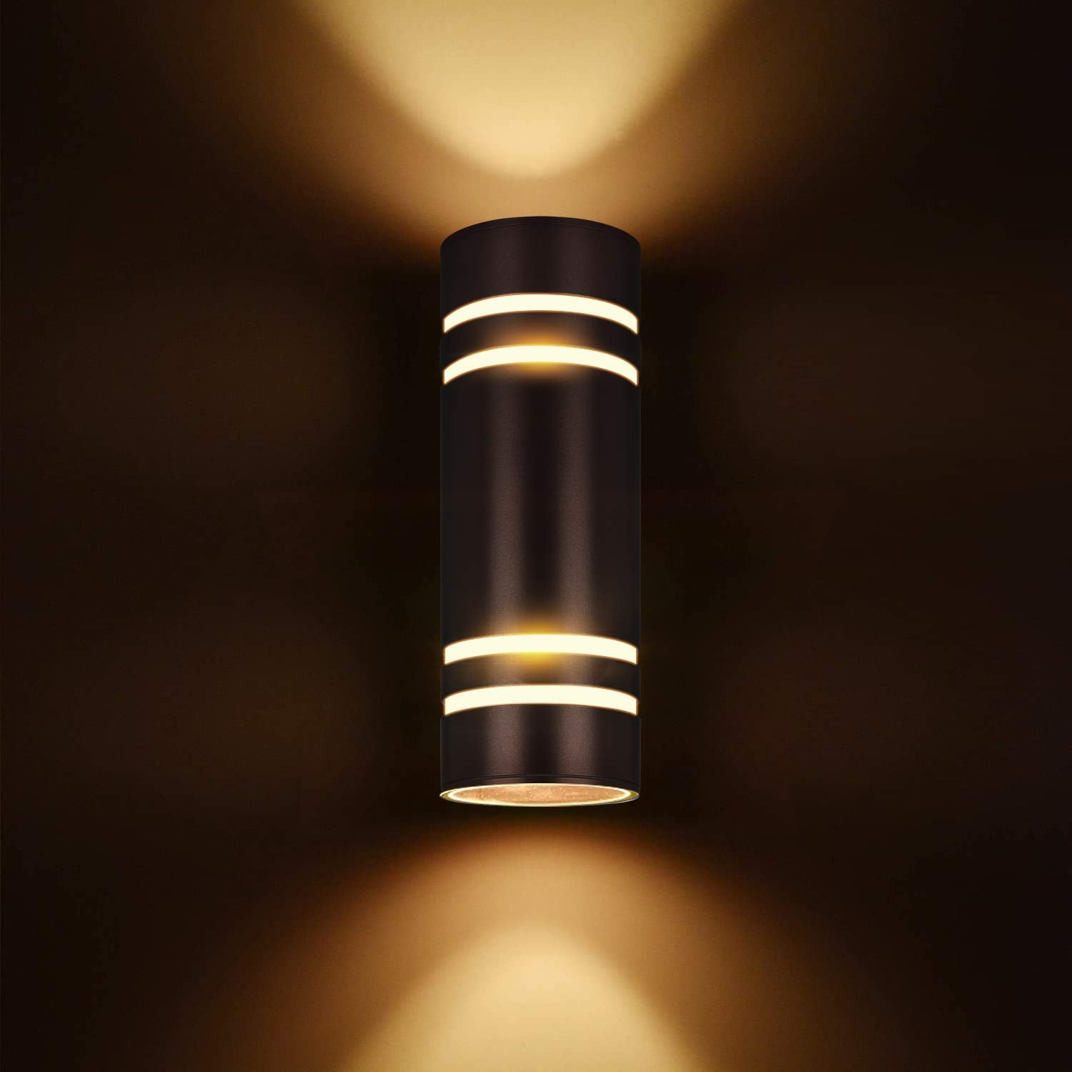 Rosykite Outdoor Wall Lights, Modern Exterior Sconce, Oil Bronze Cylinder, Up Down Lighting