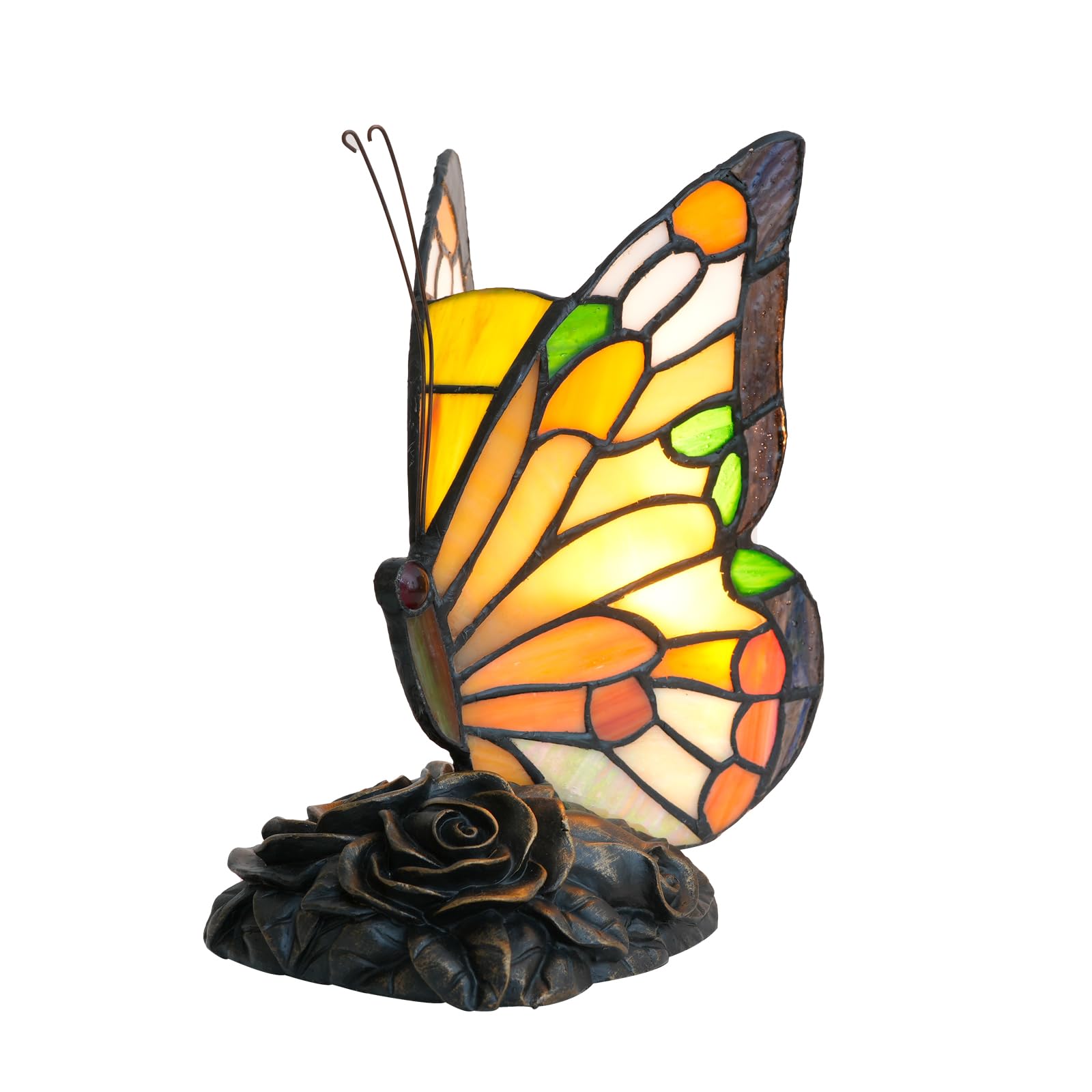 NUODITOS Tiffany Butterfly Lamp Stained Glass Bedside Table Lamp Small Accent Night Light for Home Decoration Living Bedroom LED