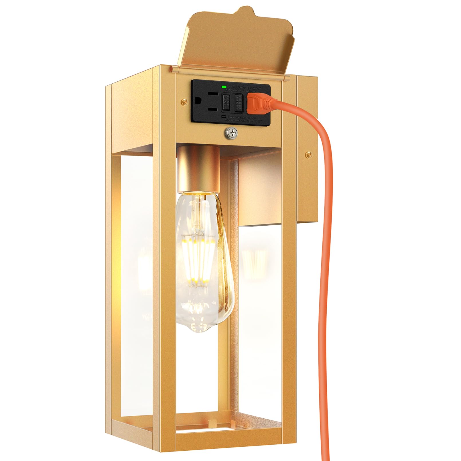 OYKYOHEI Porch Lights Outdoor Wall Sconce, Outdoor Light with GFCI Outlet, Waterproof Exterior Wall Lantern Light Fixtures, Anti