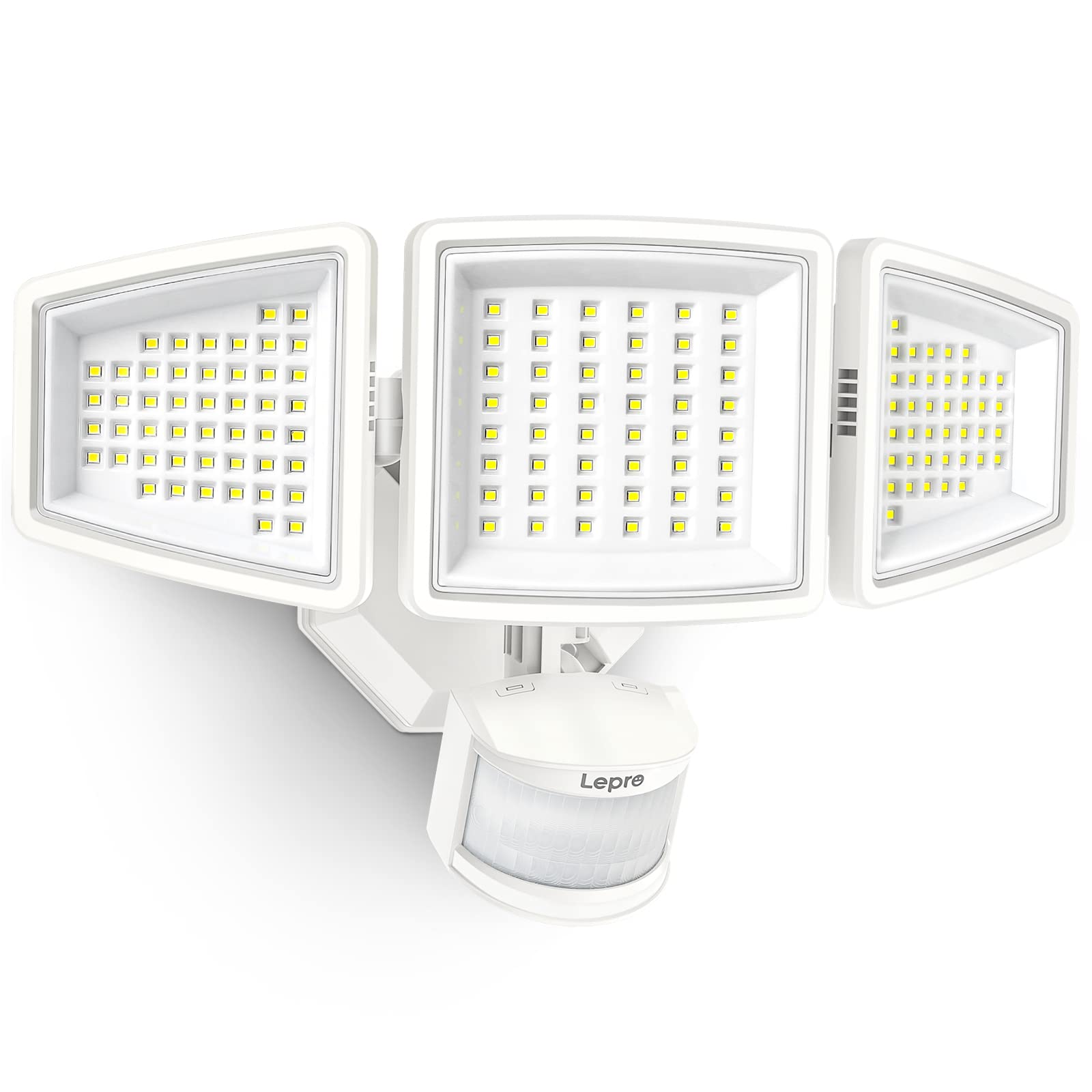 Lepro LED Security Lights, Outdoor Motion Sensor Light, Flood Lights with 3 Adjustable Heads, 270 Wide Lighting Angle, 27W 3200L