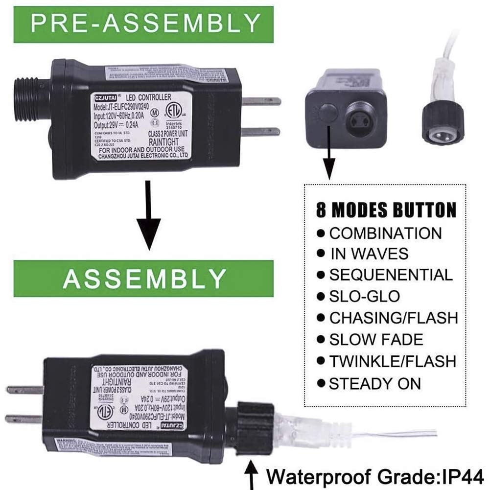 Qunlight 300L Led Icicle Lights, Blue+White Window Curtain Lights,8 Modes With 30V Plug In For Wedding, Party, Bedroom, Home, Garden, Outdoor, Indoor Wall,Christmas Decorations,Connectable(Blue+White)