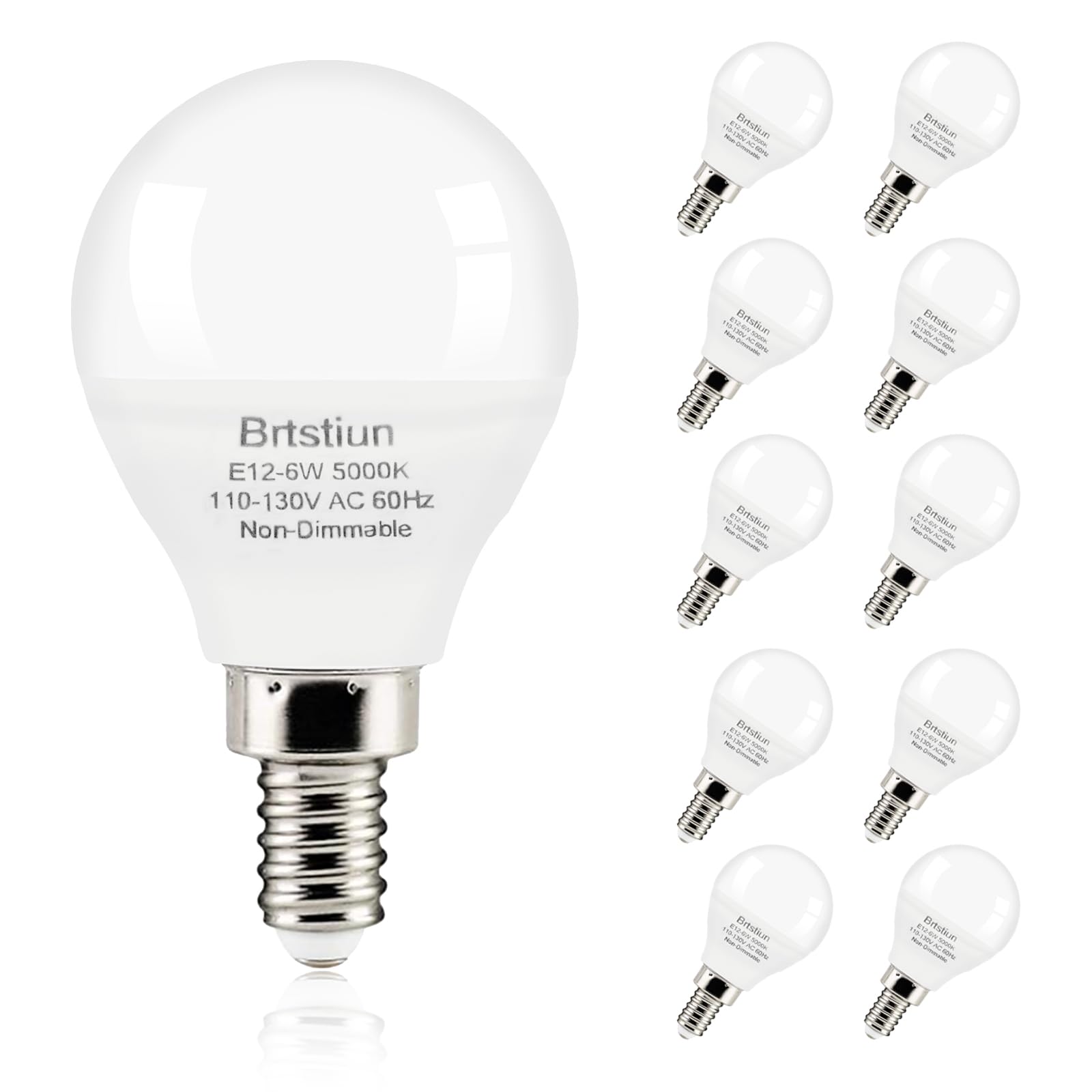 Brtstiun Light Bulbs For Ceiling Fan, E12 Led Bulb, 40W Equivalent, Daylight White 5000K, Small Base G45 Led Candelabra Light Bu