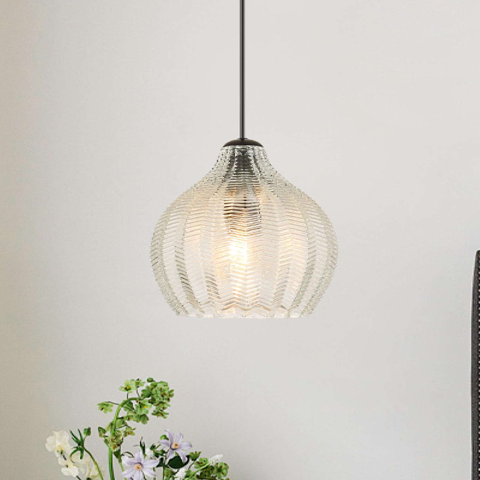 Viluxy Glass Pendant Lights For Kitchen Island Modern Globe Pendant Light Fixture 1 Light Clear Glass Farmhouse Hanging Light Adjustable For Dining Room Entryway Hallway