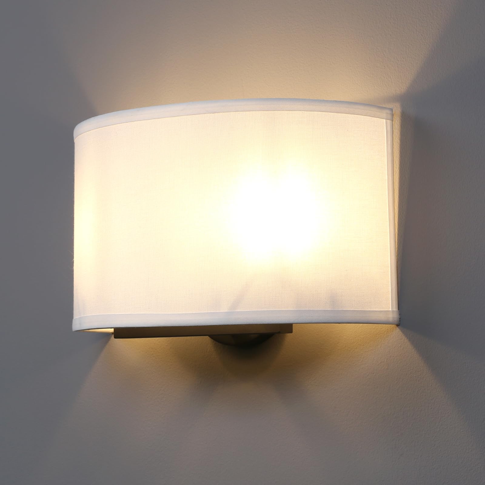 Yosoan Fabric Wall Sconce Indoor Bedside Light Fixture, 2-Light Dual Vintage Industrial Hardwired Sconces Wall Lighting Semicirc