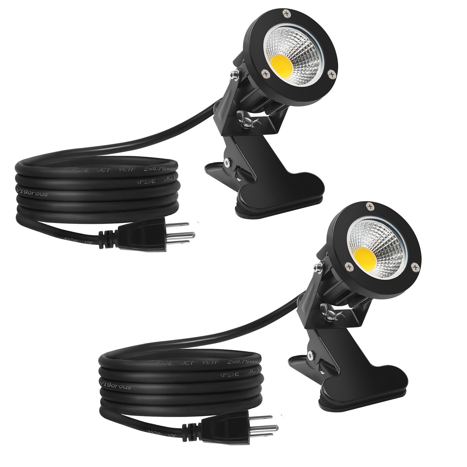 Taysing LED Spot Lights Plug in Outdoor Indoor Light 7W 6000K 6.6ft Power Cord Waterproof Landscape Lights Spotlight with Clip f