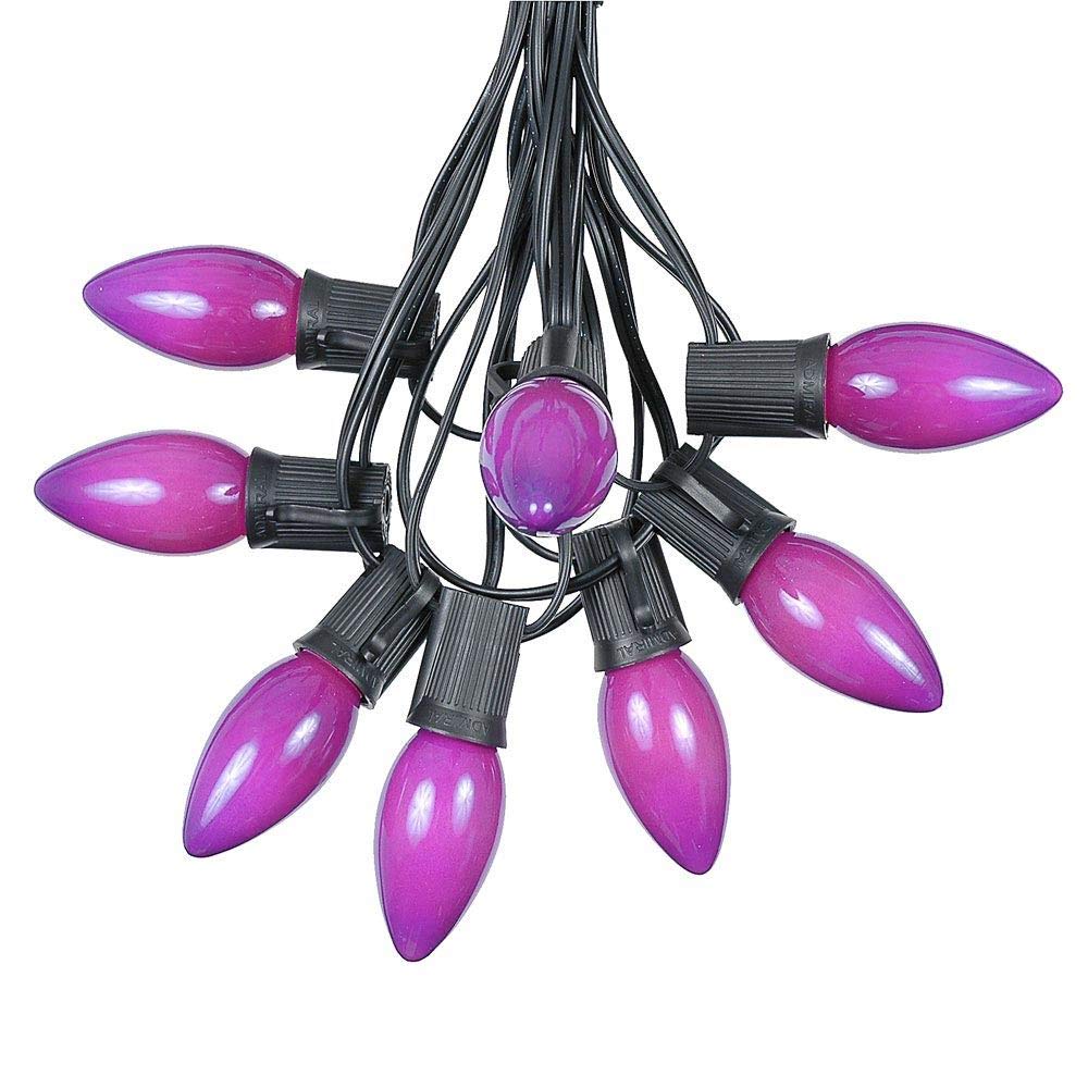 Novelty Lights 25 Foot C9 Purple Ceramic Christmas String Light Set - Outdoor Christmas Light String - - Opaque Christmas Bulbs - Roofline Light String - Outdoor String Lights - Black Wire