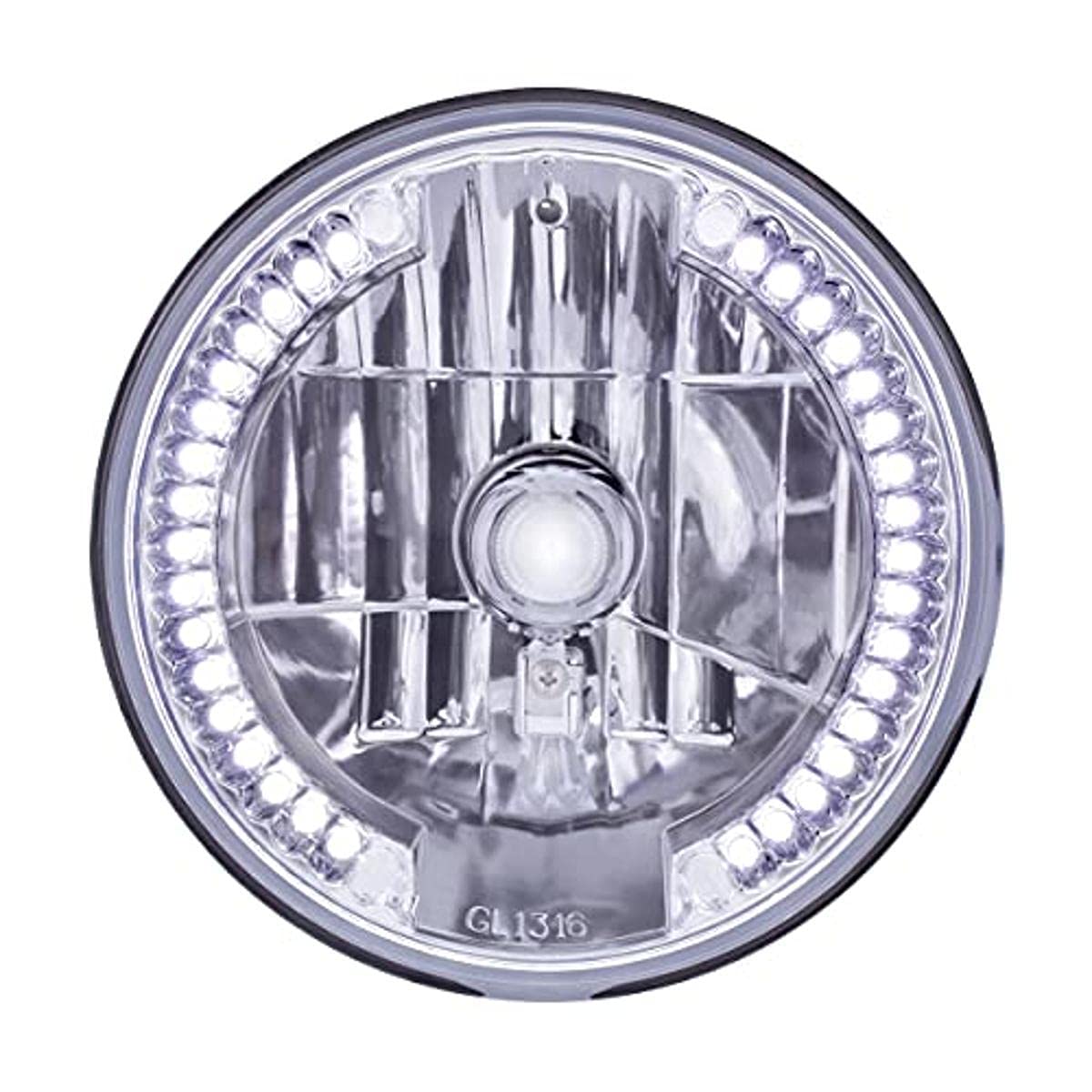 United Pacific 31379 7    Round Crystal Headlight W/34 White Led Position Light, Reinforced Aluminum Reflector, Anti-Vibration -