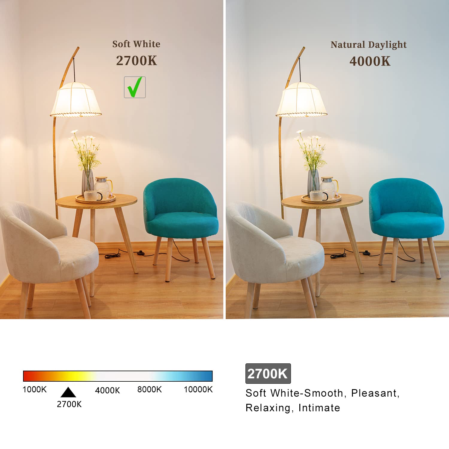 Myemitting 2 Pack G40/G125 Globe Led Bulb, Warm White 2700K Dimmable Led Globe Bulb, 5.5W Equivalent 60W Led Globe Light Bulbs,