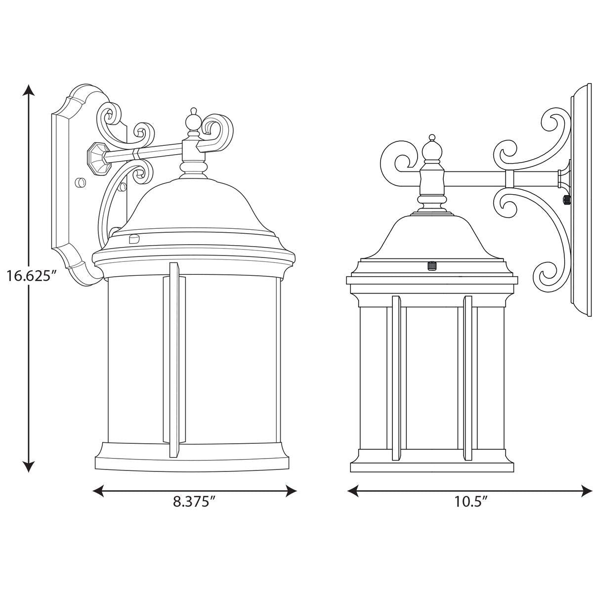Progress Lighting 1-Light Outdoor Wall Lantern, Antique Bronze, Aluminum, 16.63x8.38x8.38, Model P5875-20MD, New Traditional Design