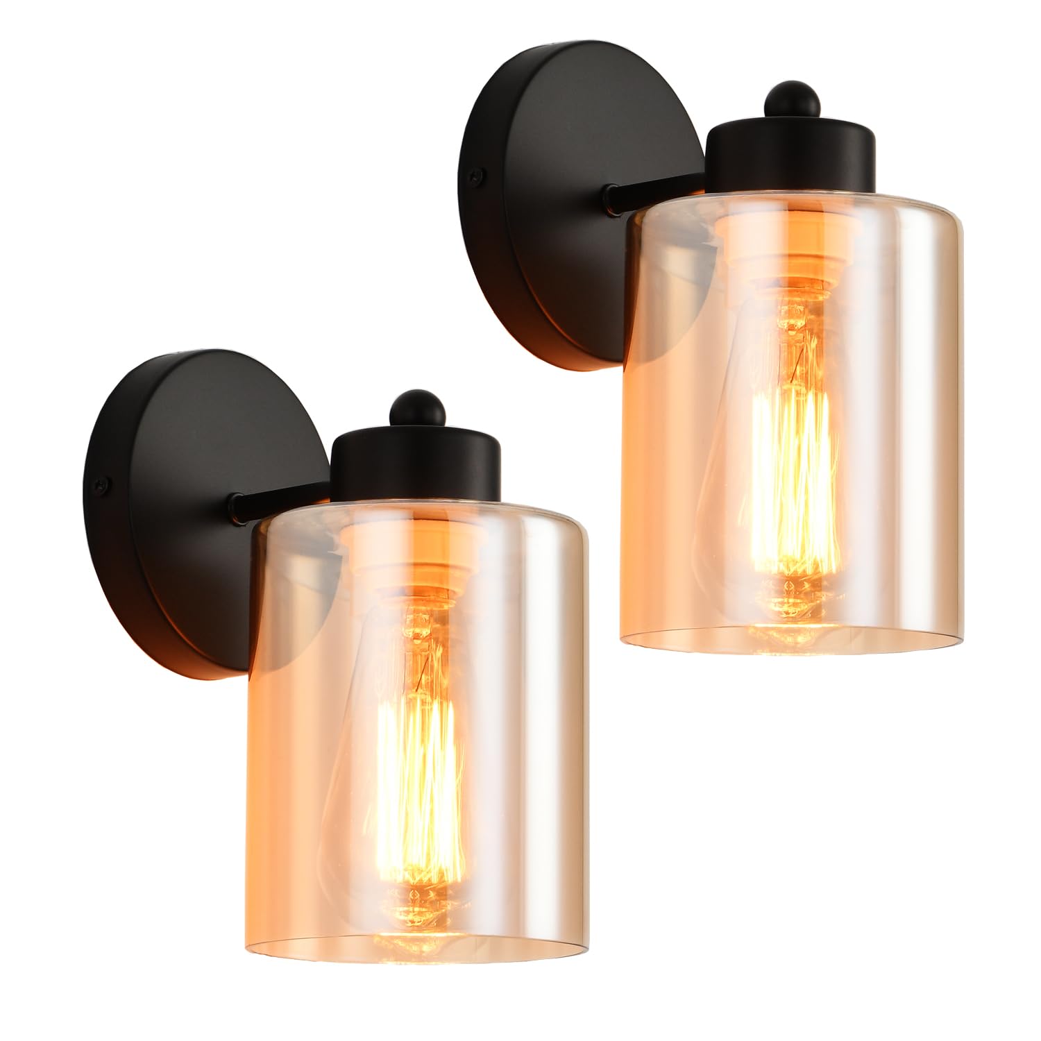 Kenmi Metal Sconces Wall Lighting With Clear Glass Shade,Bathroom Black Vanity Light Matte Black Wall Sconce, Matte Black Vanity