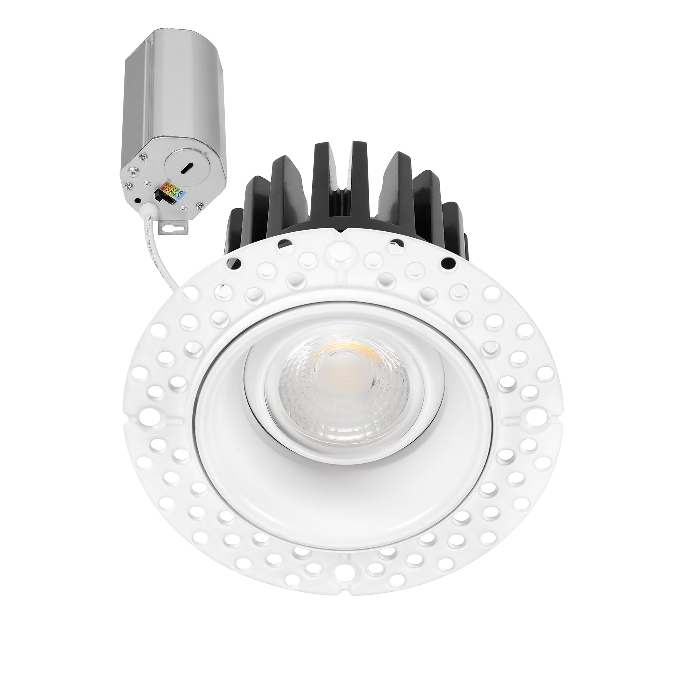 Maxxima 2 in. 5 CCT Adjustable Slim Trimless Recessed LED Eyeball Gimbal Downlight, 600 Lumens Color Selectable 2700K/3000K/3500