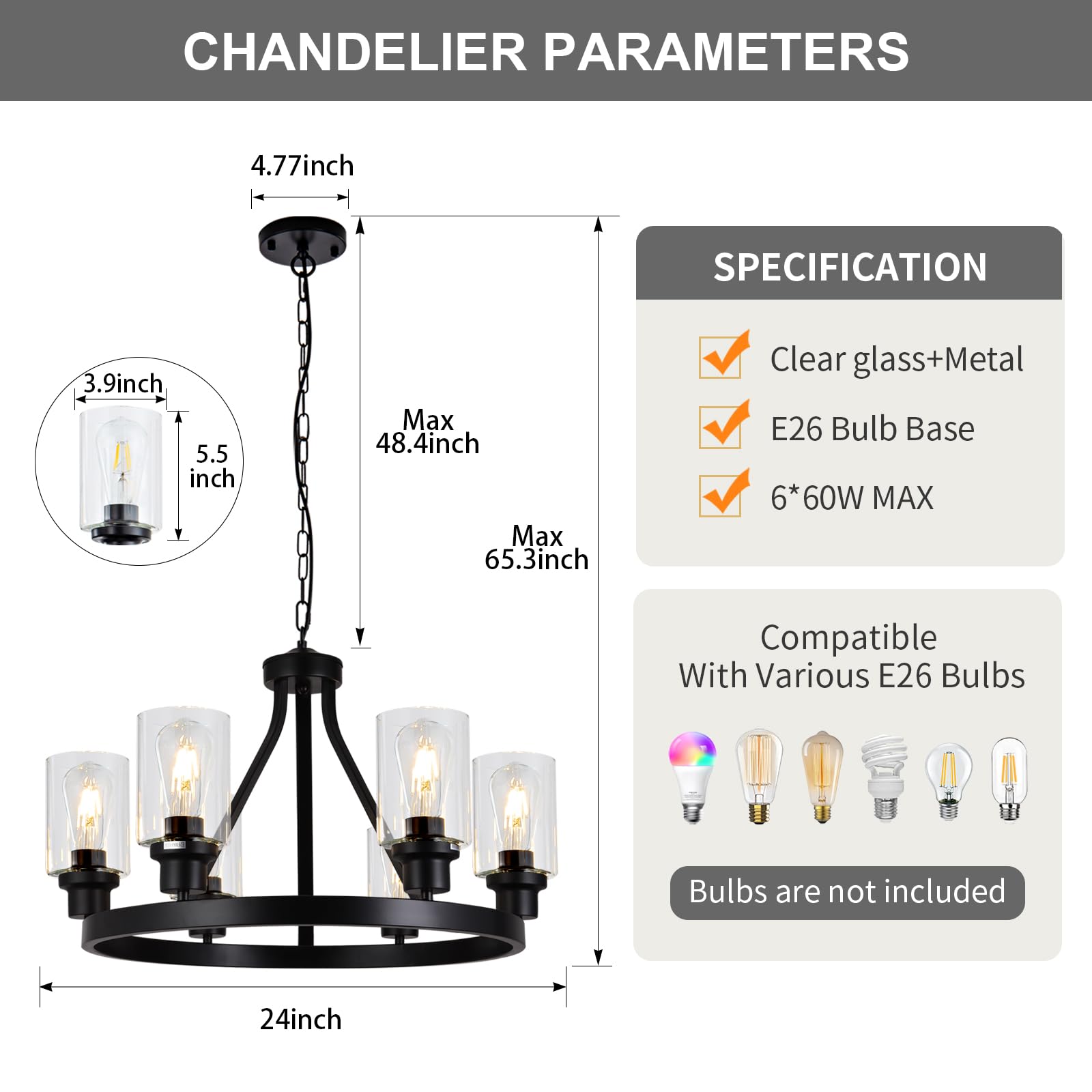 Hccz 6-Light Farmhouse Chandelier Wagon Wheel Pendant Light Fixtures For Dining Room Living Room Island Kitchen Foyer Bedroom, M