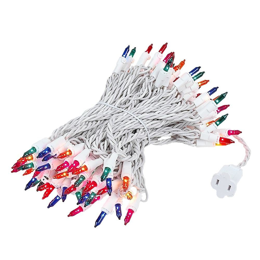 Novelty Lights 100 Light Mini String Light Set, 50 Long, White Wire, Indoor/Outdoor, Multicolor, Model MRD-25B-4