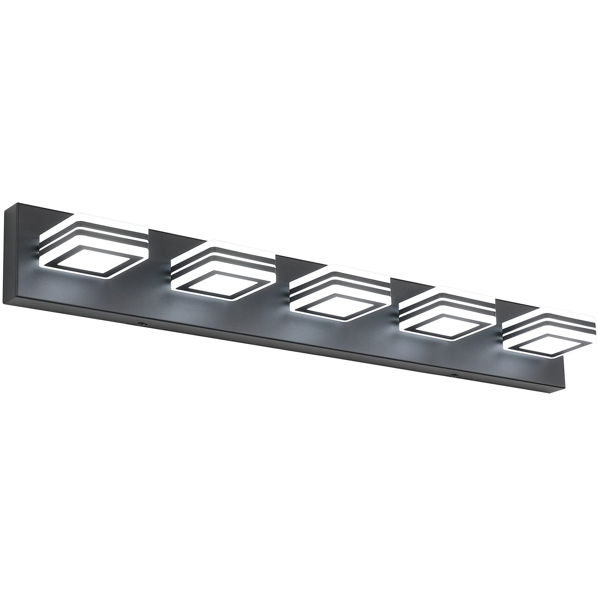 SOLFART Black Bathroom Vanity Light Fixtures 5 Lights Dimmable Matt Black Model S9660-5T-BK