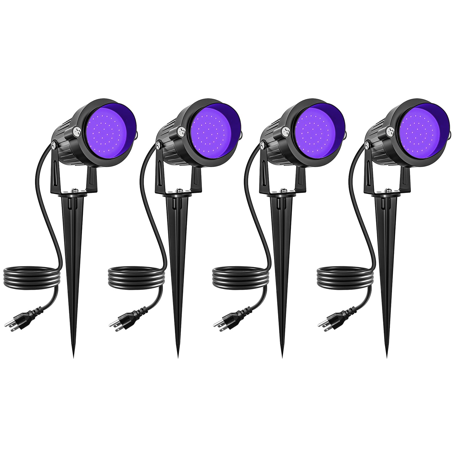 DOREIO 15W LED Blacklight Spotlight Outdoor Waterproof Landscape Lighting 4 Pack Black, Model BL-4P
