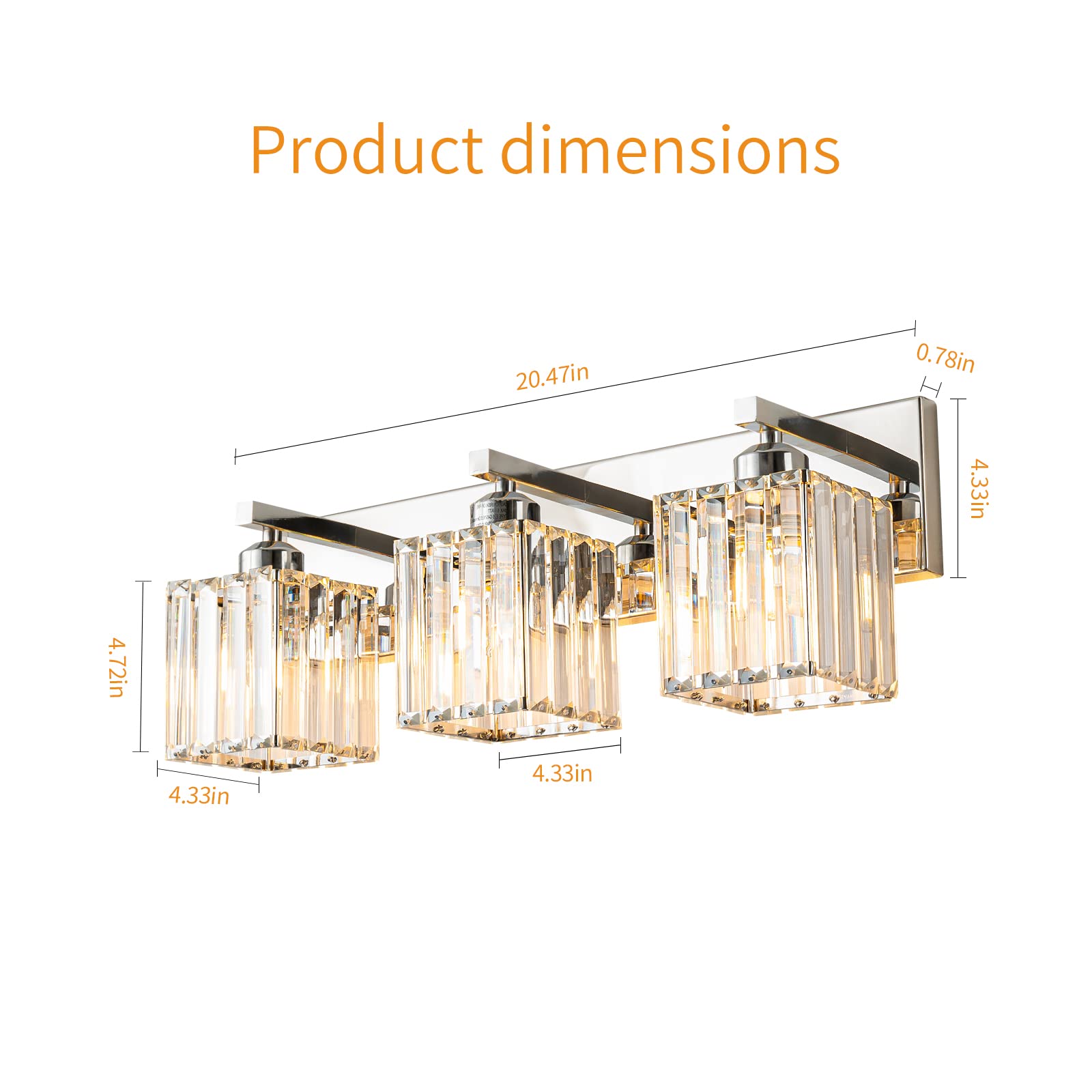 Fdpby Modern Bathroom Vanity Light 3-Lights Modern Chrome Crystal Bathroom Wall Light Bathroom Vanity Light Fixtures