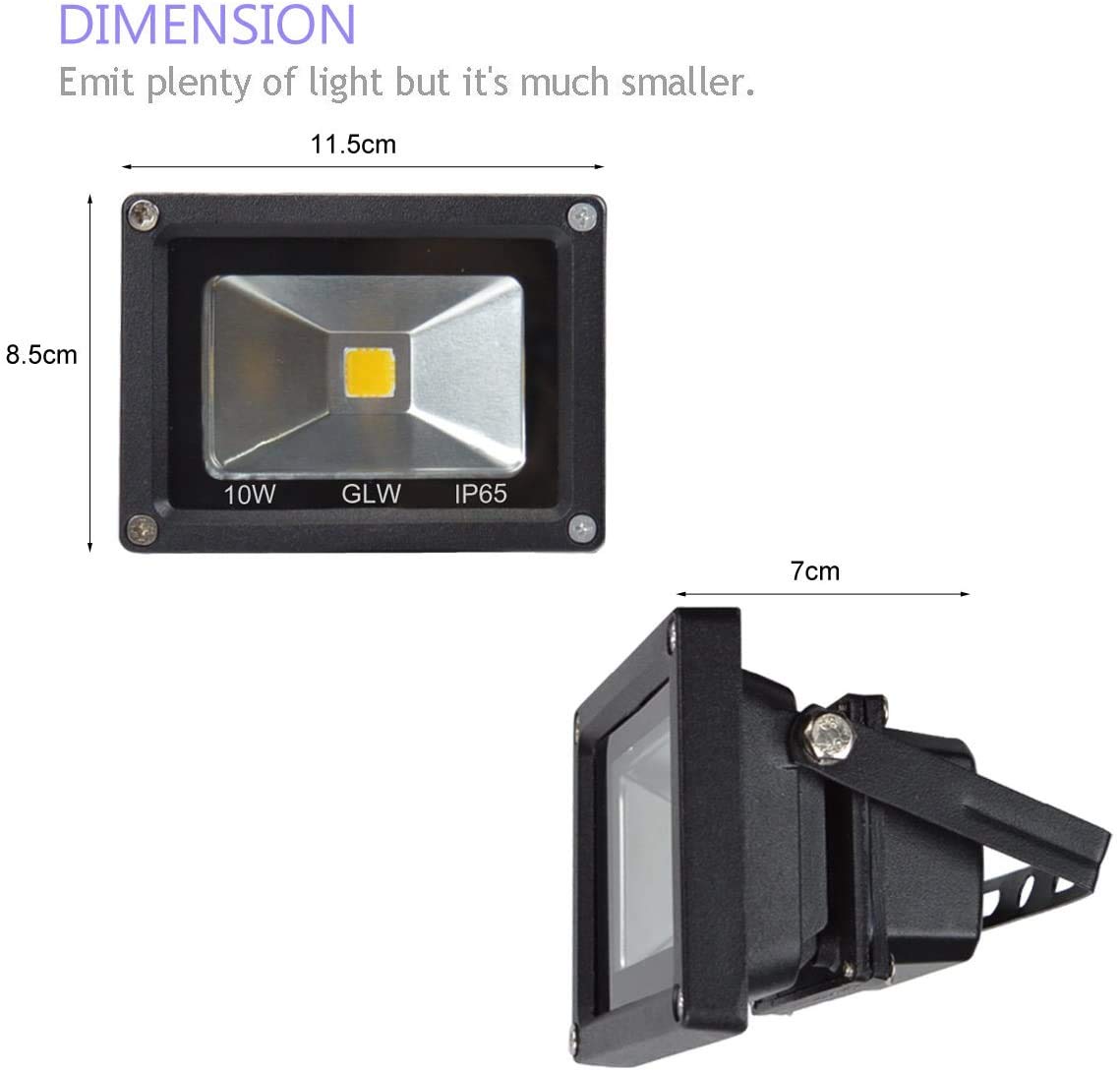 GLW 10W LED Flood Light - 12V Waterproof Outdoor Lights, 750lm, 10 Pack, Black Case, Equivalent to 80W Halogen, Model 6085