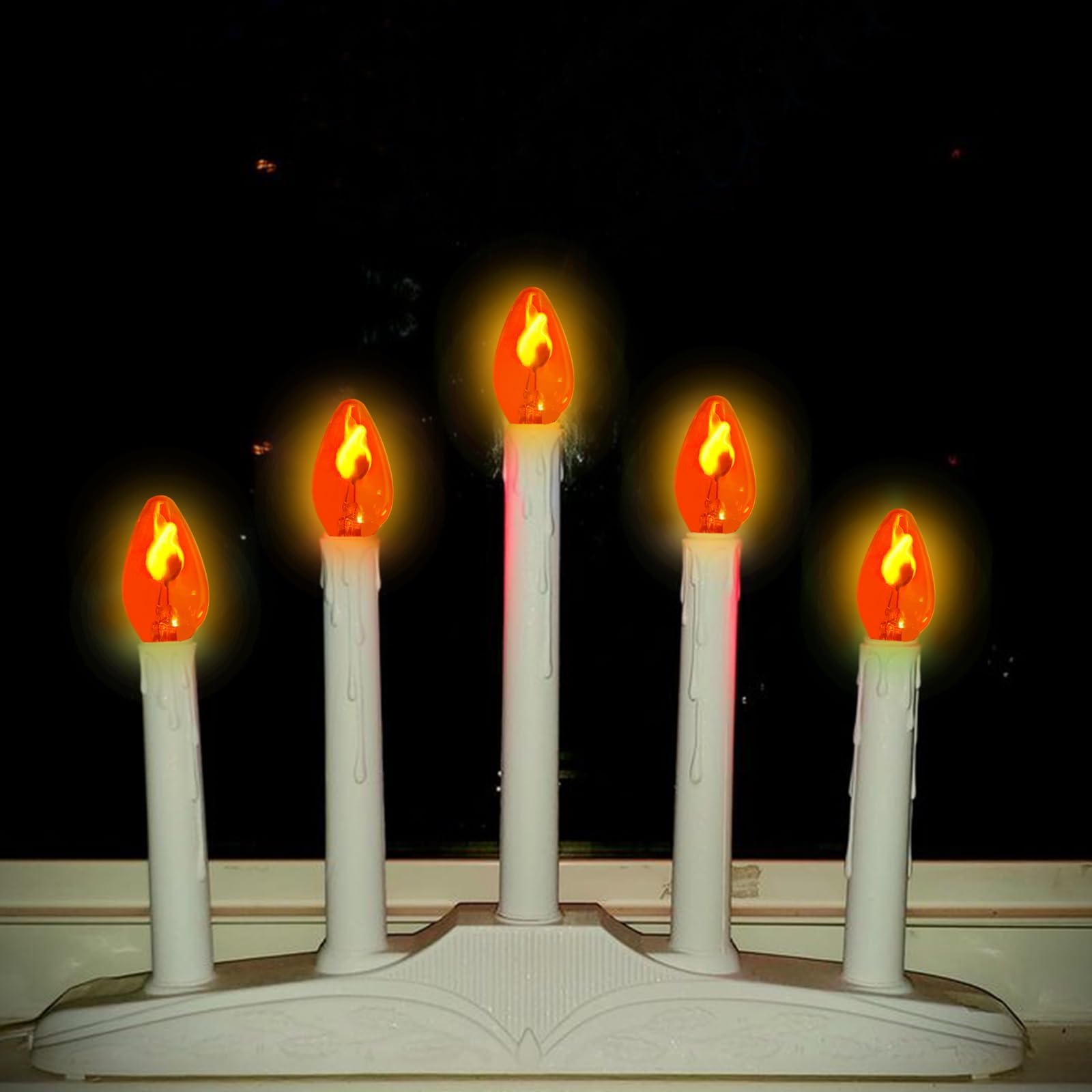 Doratale C7 Orange Flame Light Bulbs - 25 Pack Glass Candelabra Bulbs for Christmas String Lights, E12 Base, 120 Volt