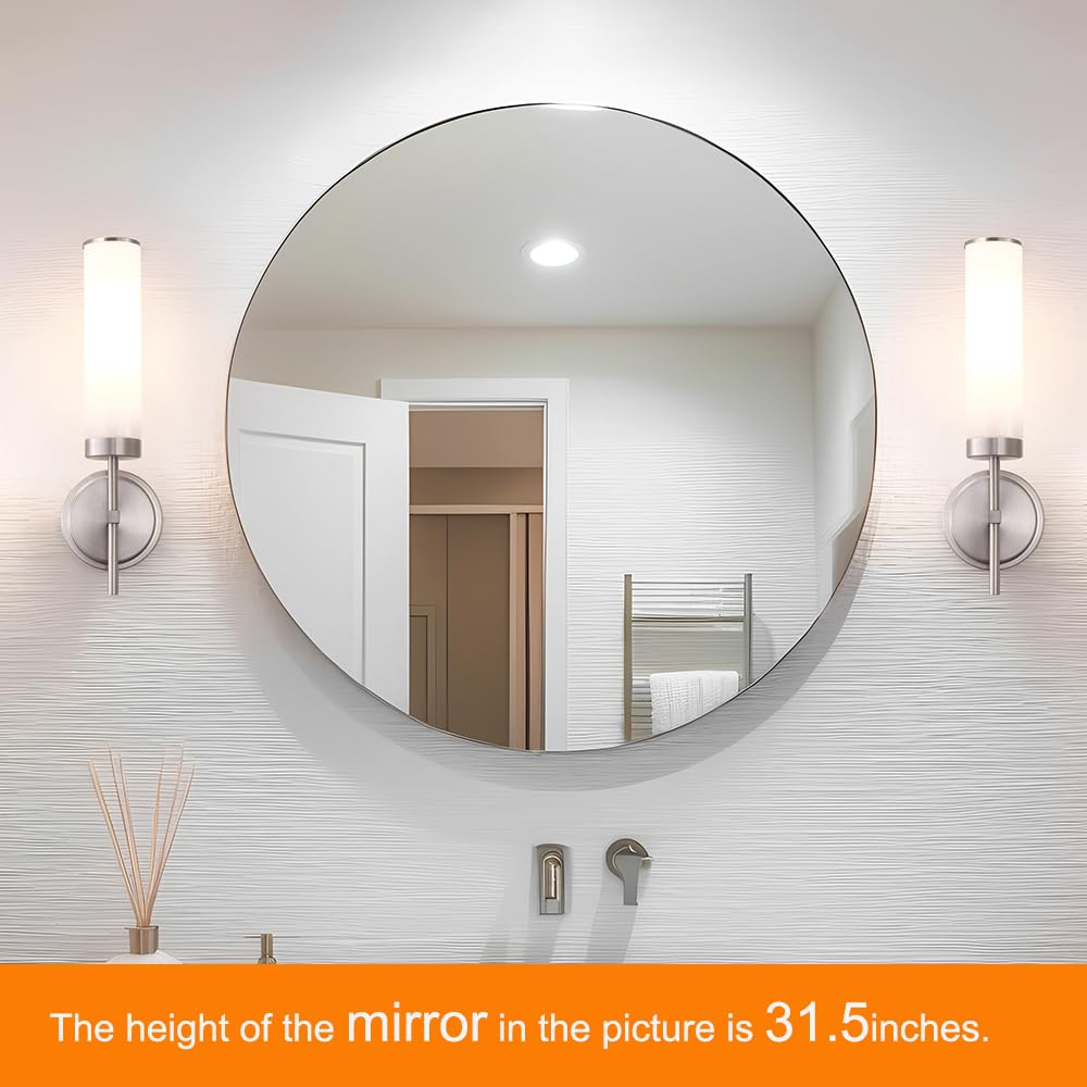 DSMJFU Brushed Nickel Wall Sconces Set of 2, Modern Opal Glass Vanity Lights, 15.94in Hardwired for Bathroom, Living Room, Bedroom